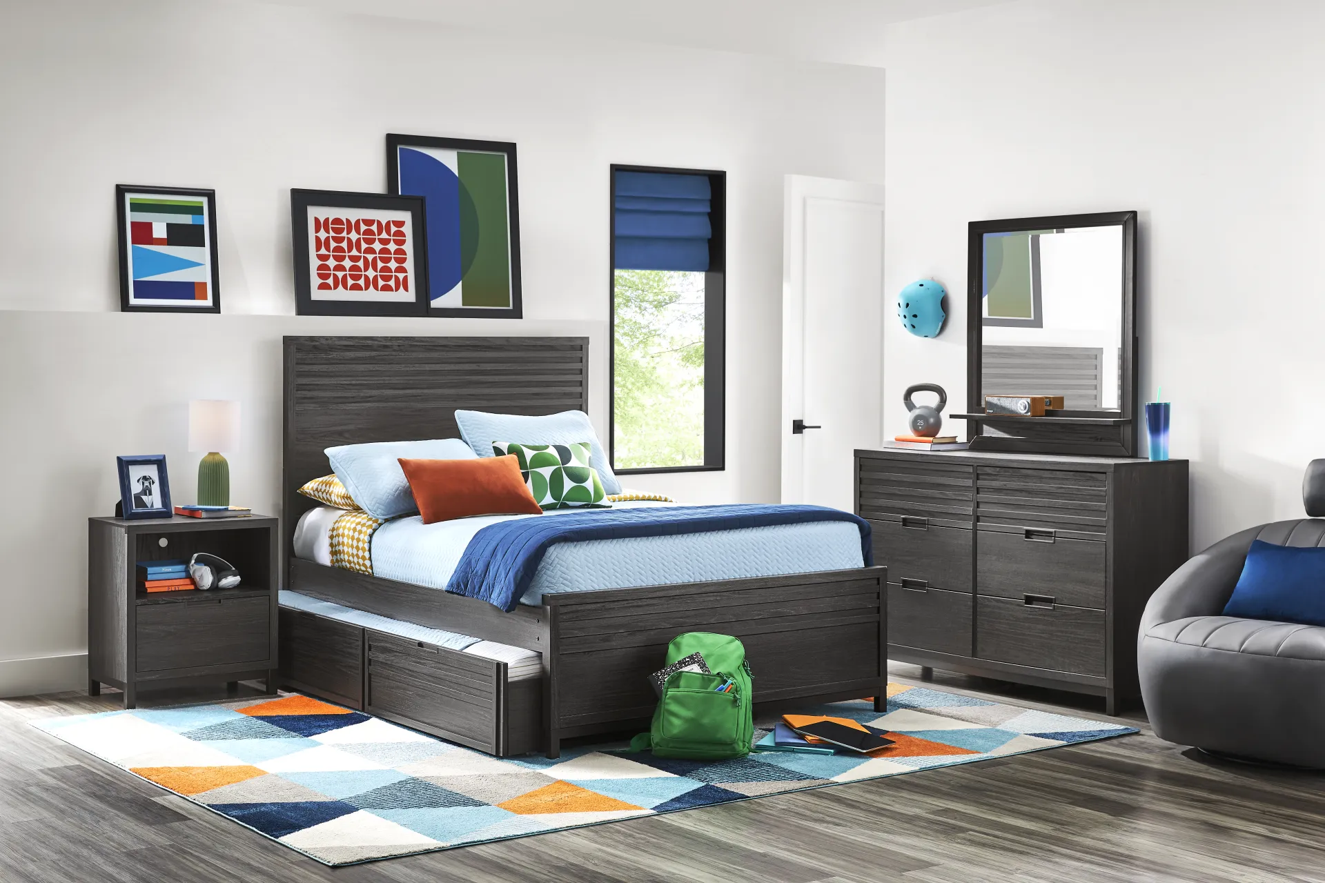 Kids Northridge Drive Charcoal Full Panel Bedroom - Image 1
