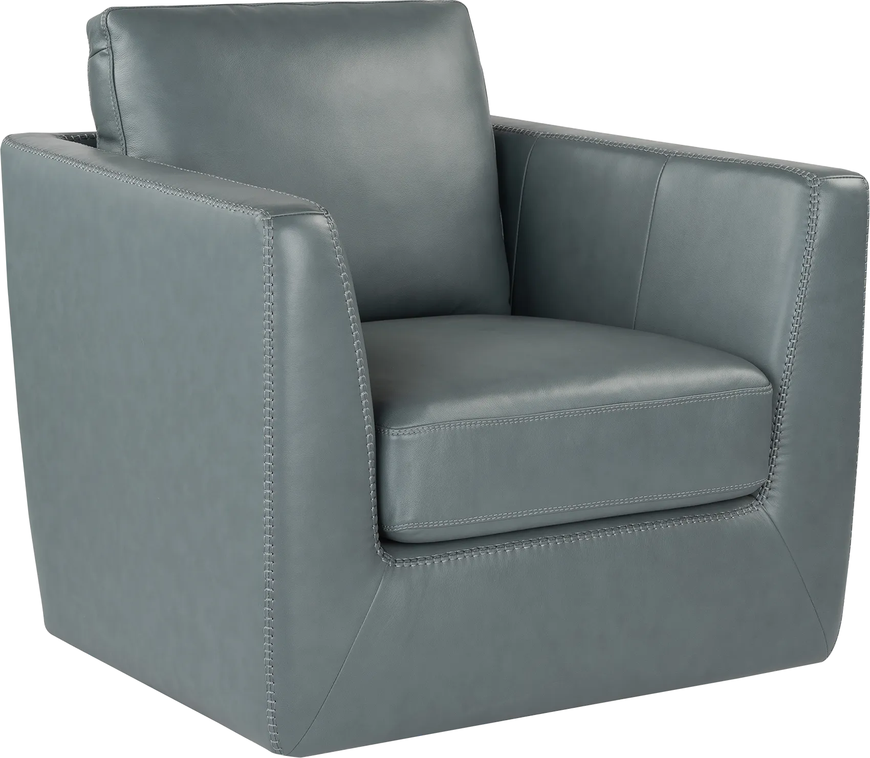 Logano Blue Leather Swivel Chair - Thumbnail - Image 1