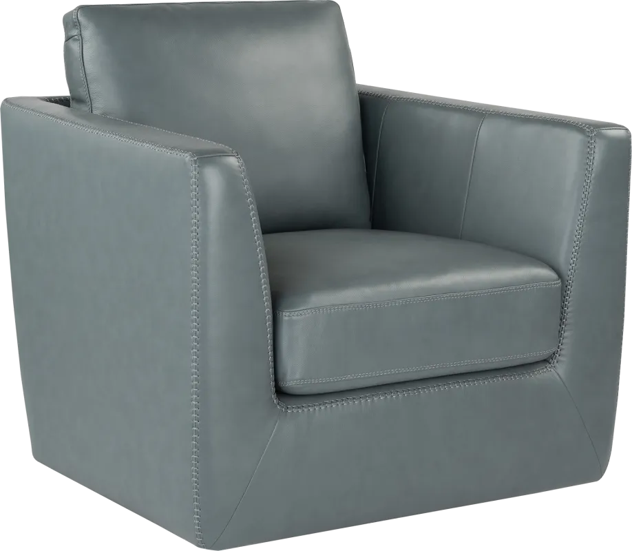 Logano Blue Leather Swivel Chair