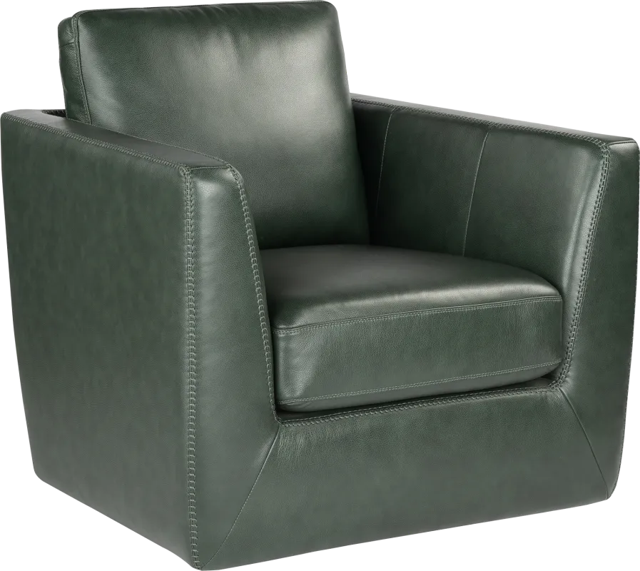 Logano Green Leather Swivel Chair