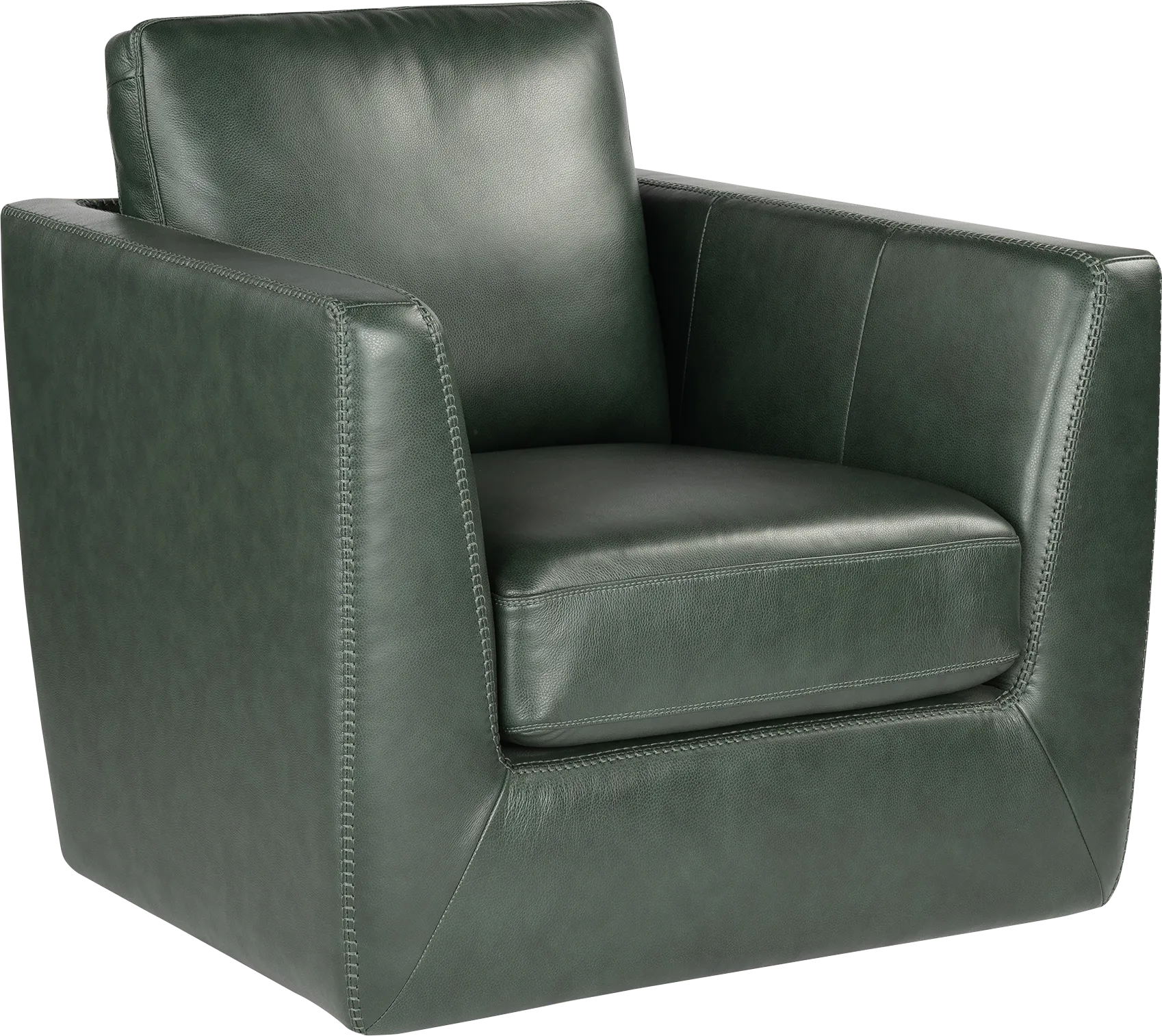 Logano Green Leather Swivel Chair - Image 1