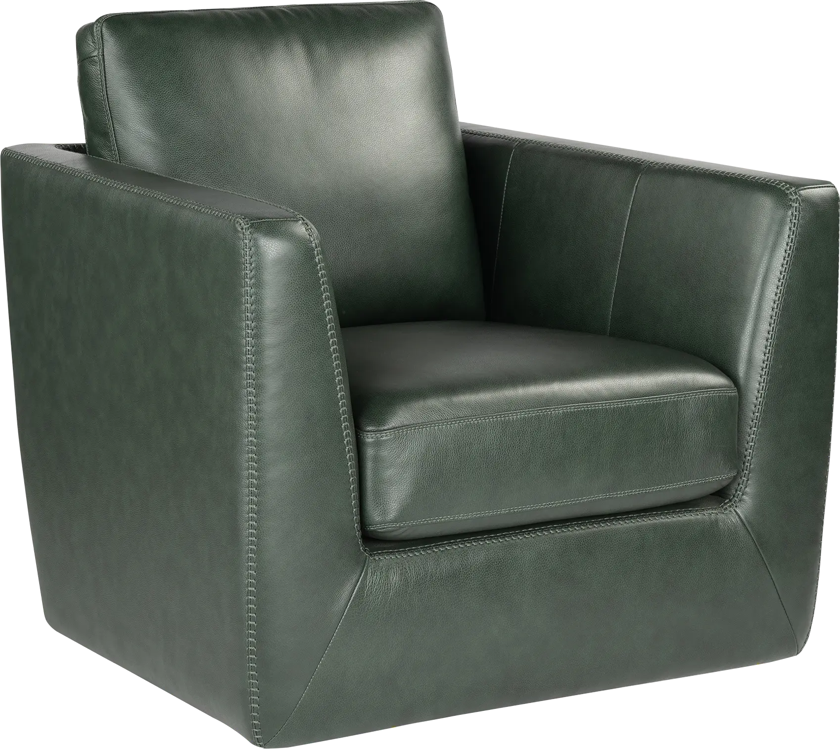 Logano Green Leather Swivel Chair