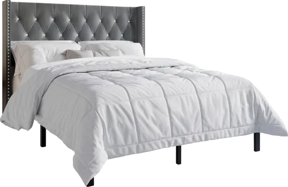 Granstreet Light Gray King Bed with 2 Nightstands