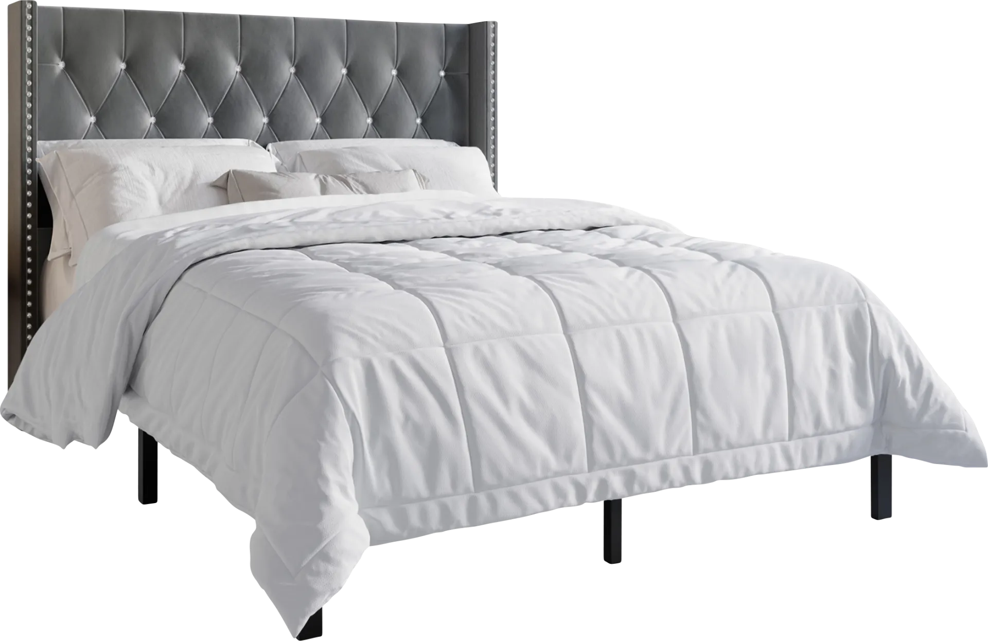 Granstreet Light Gray King Bed with 2 Nightstands - Image 1