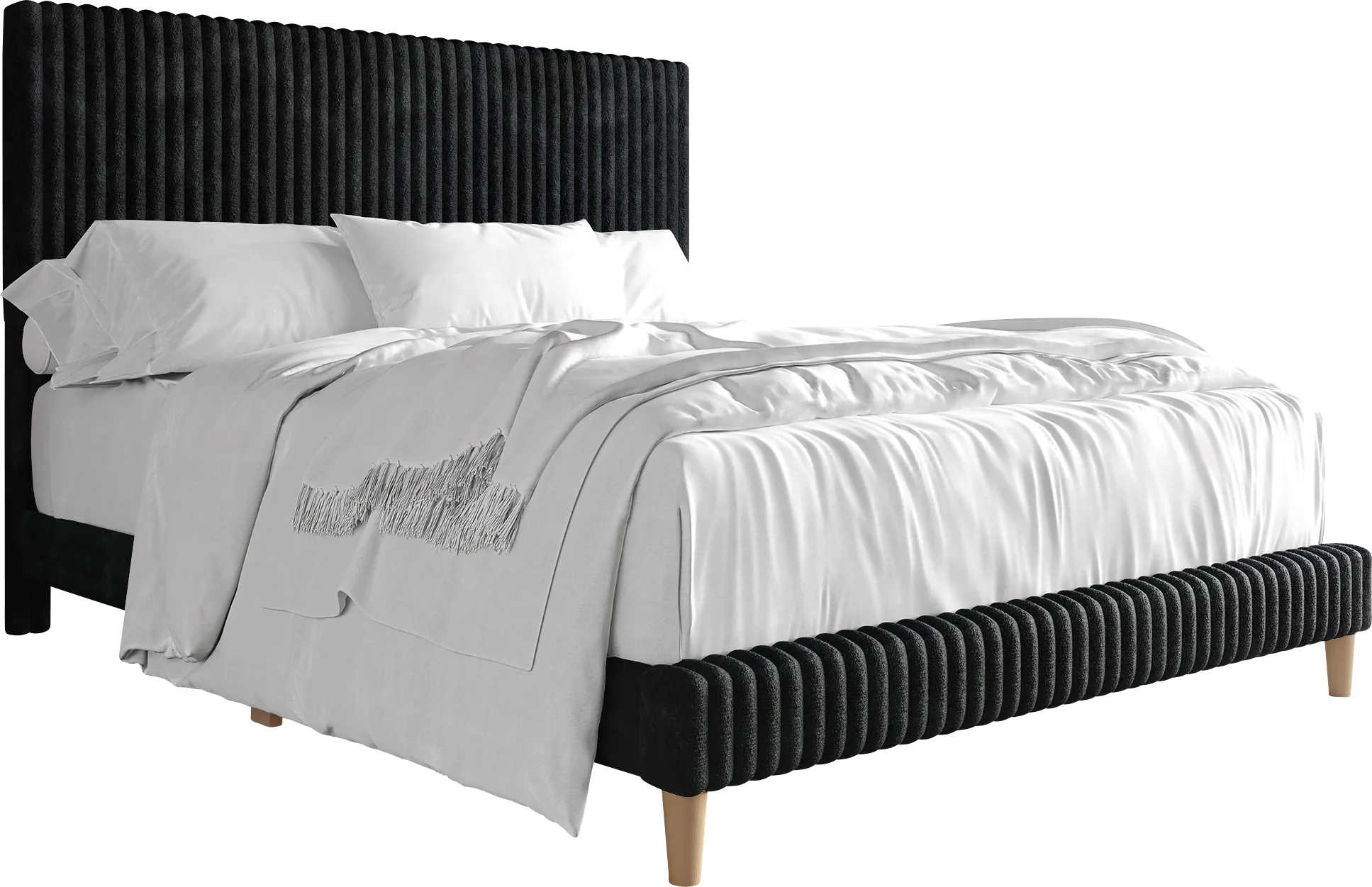 Najah Dark Gray King Upholstered Bed - Thumbnail - Image 1