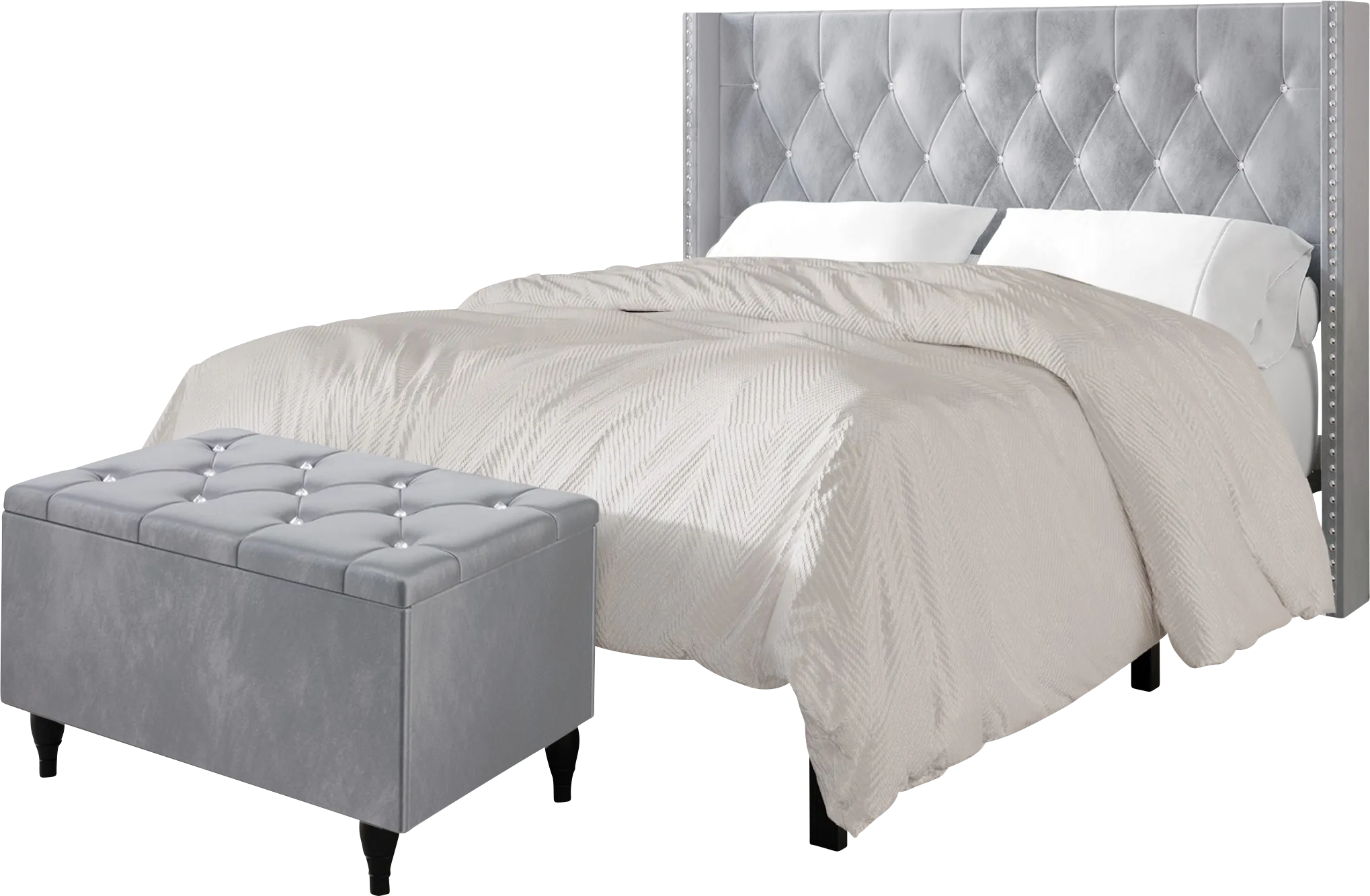 Plaisend Gray Queen Bed - Thumbnail - Image 1