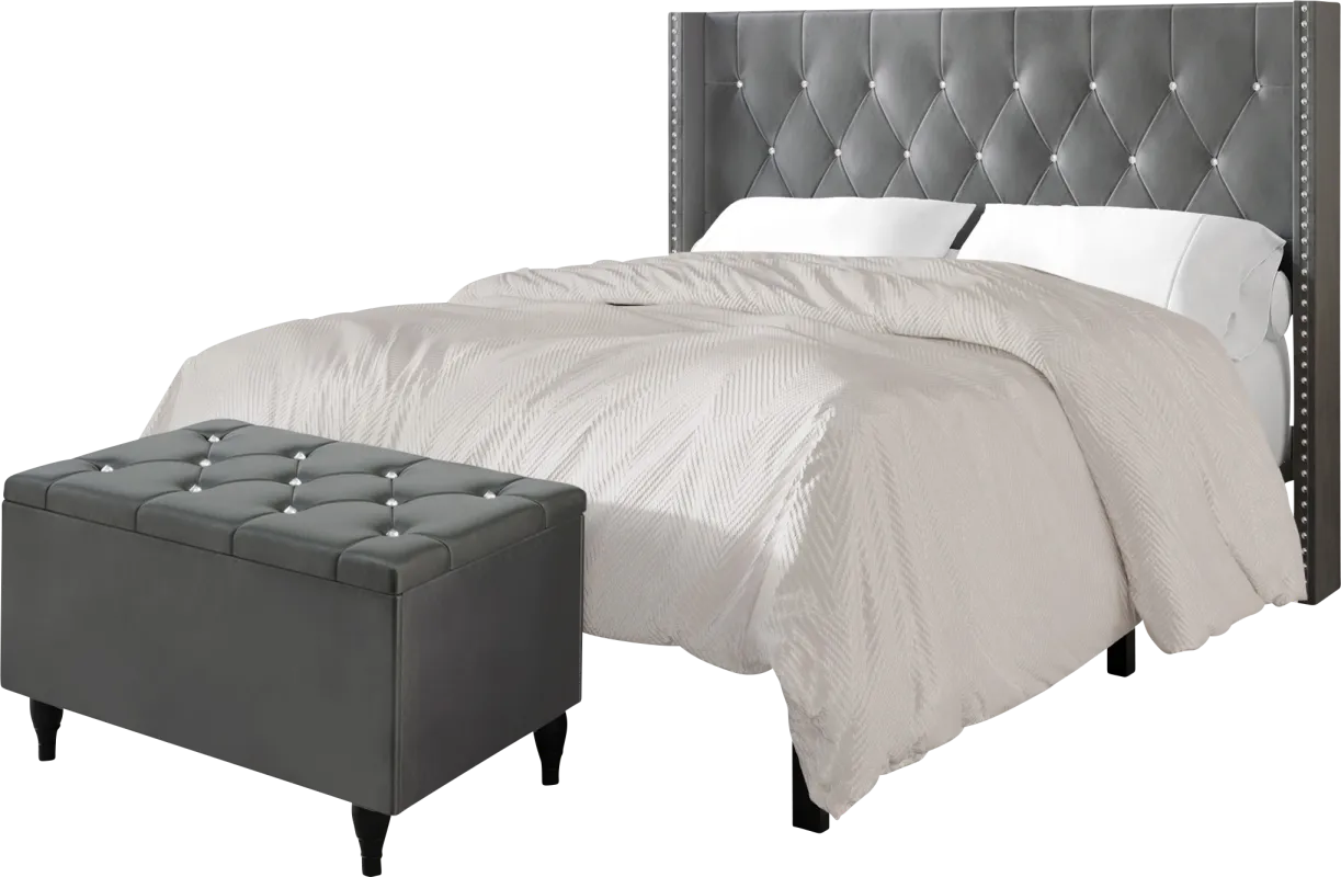 Plaisend Light Gray Queen Bed