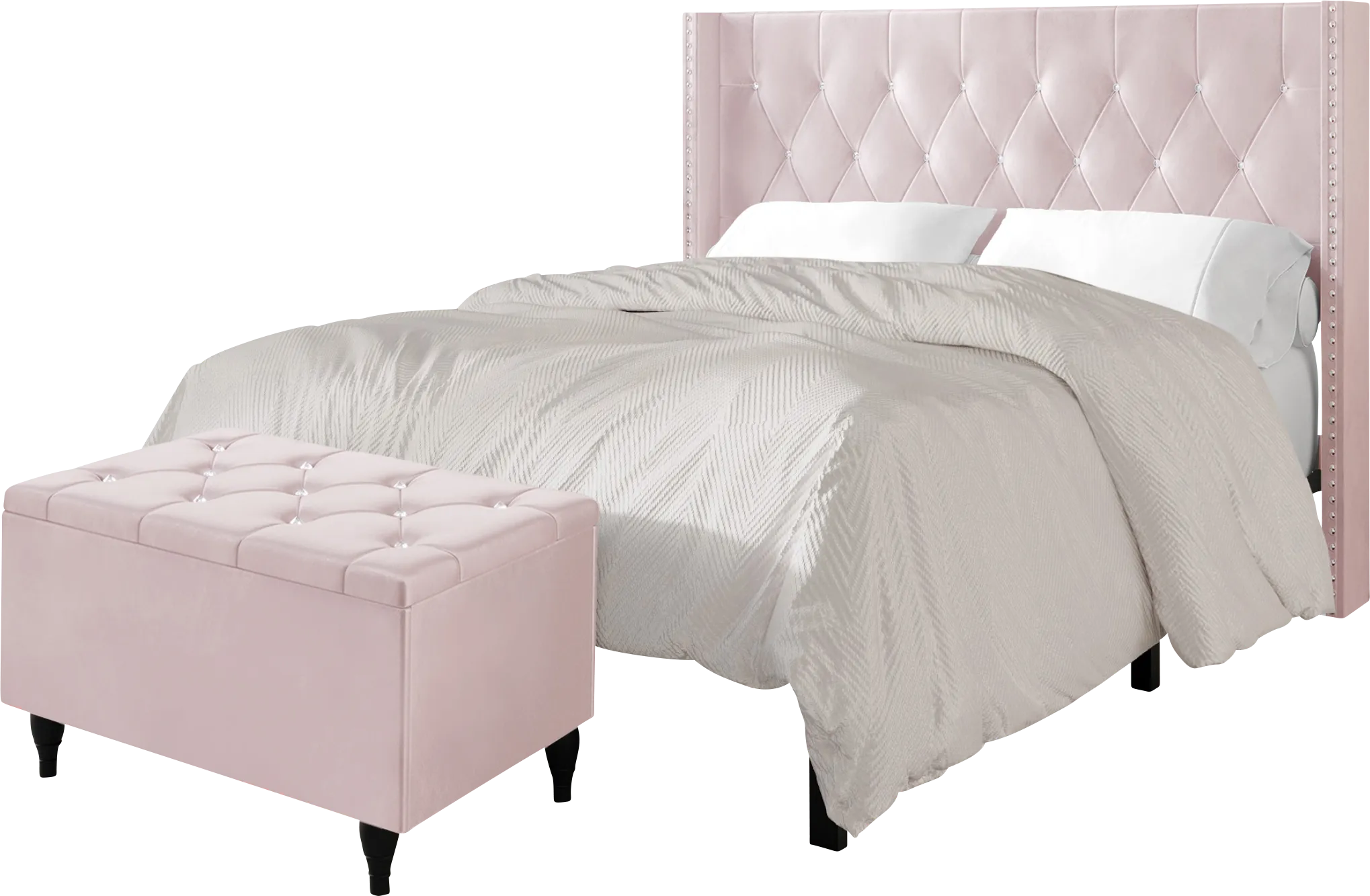Plaisend Light Pink Queen Bed - Thumbnail - Image 1