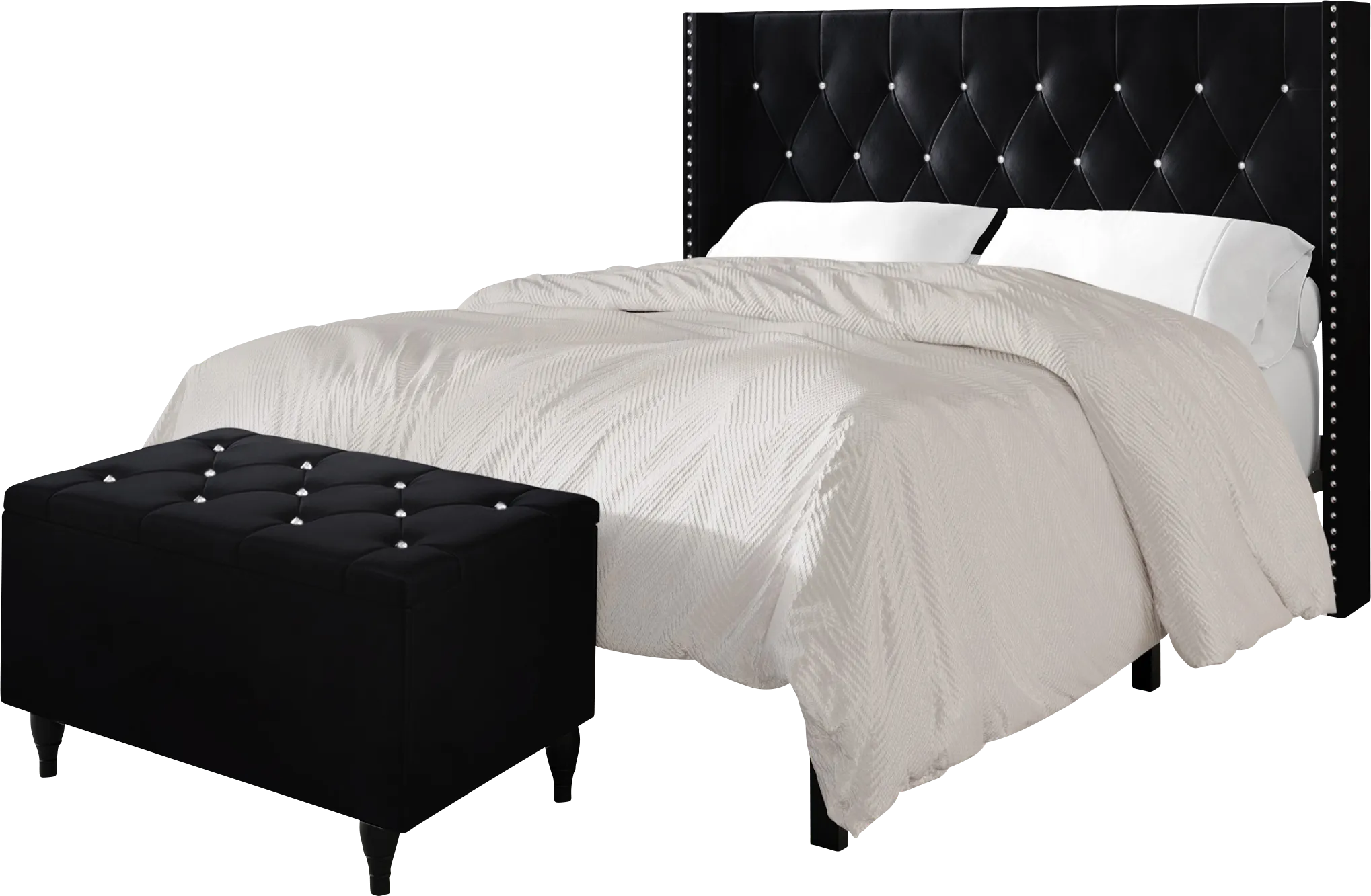 Plaisend Black Queen Bed - Thumbnail - Image 1