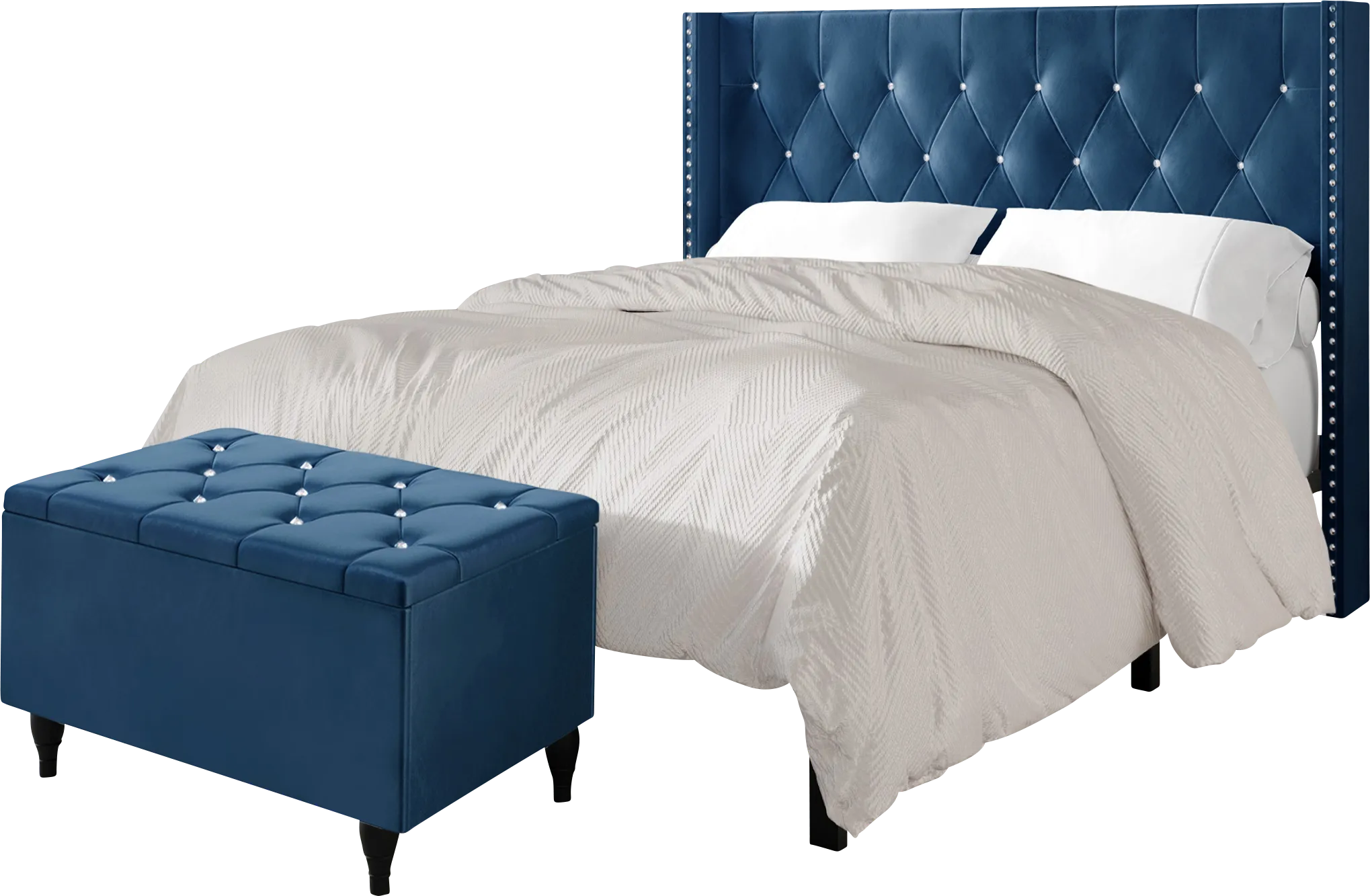 Plaisend Blue King Bed - Thumbnail - Image 1