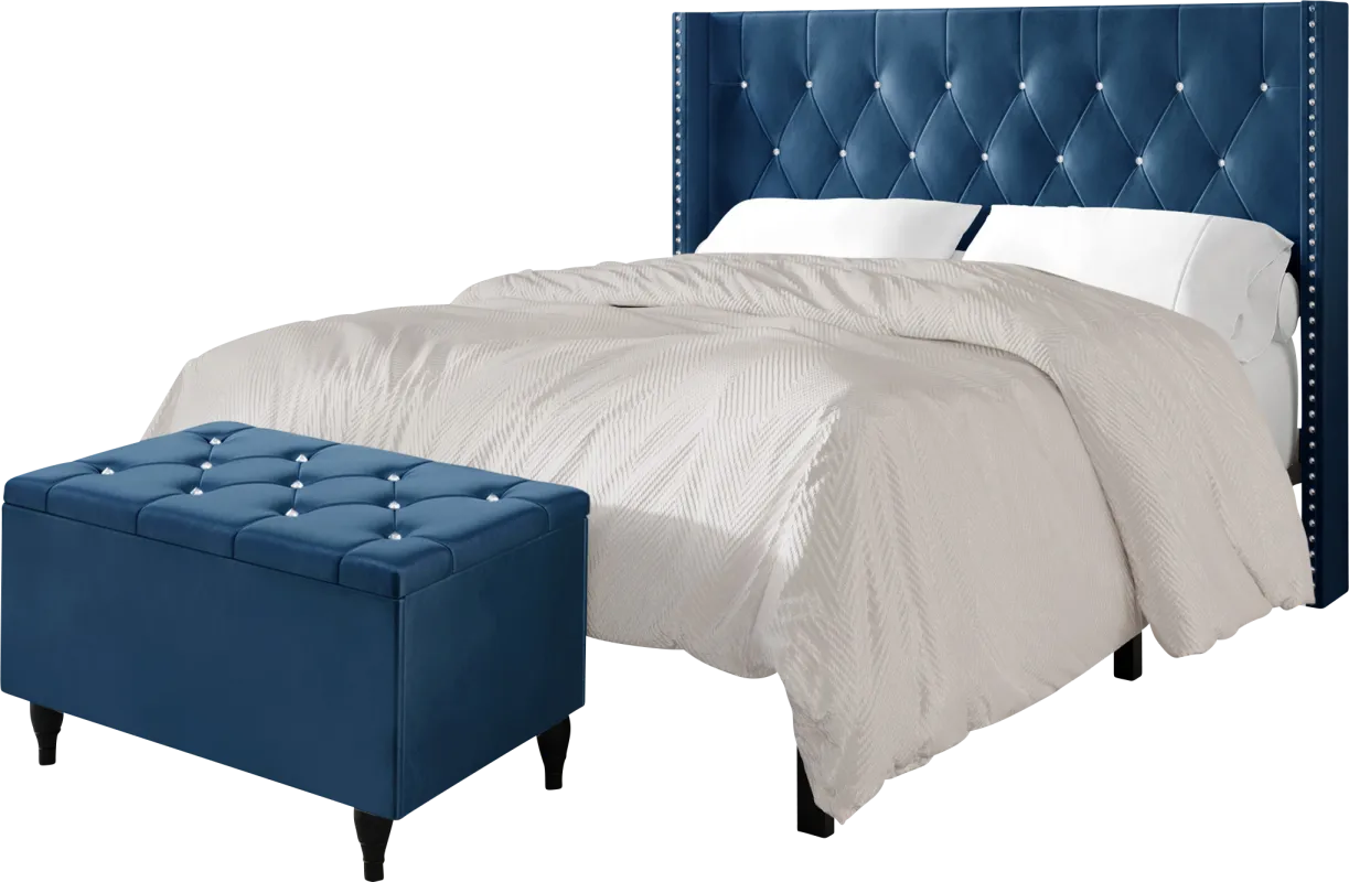 Plaisend Blue King Bed