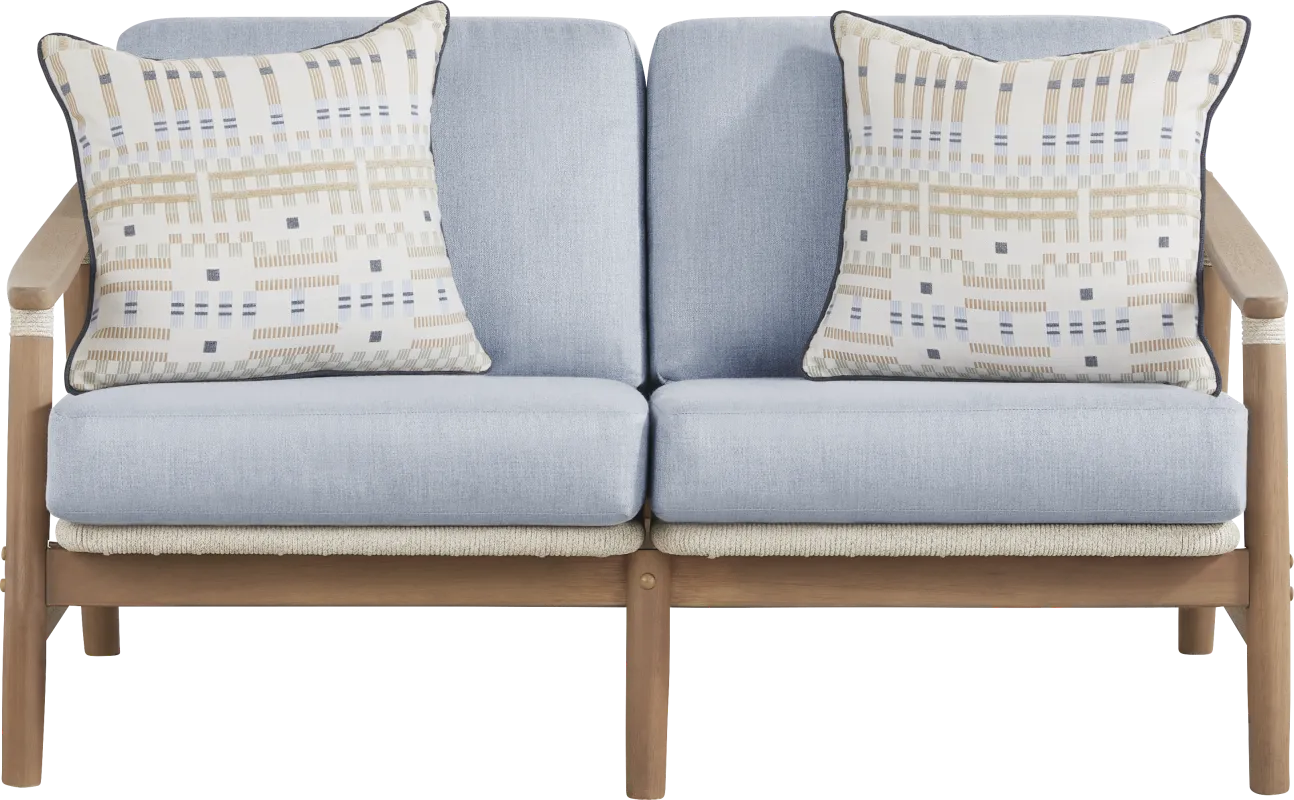 Raphina Gray Outdoor Loveseat with Rain Cushions