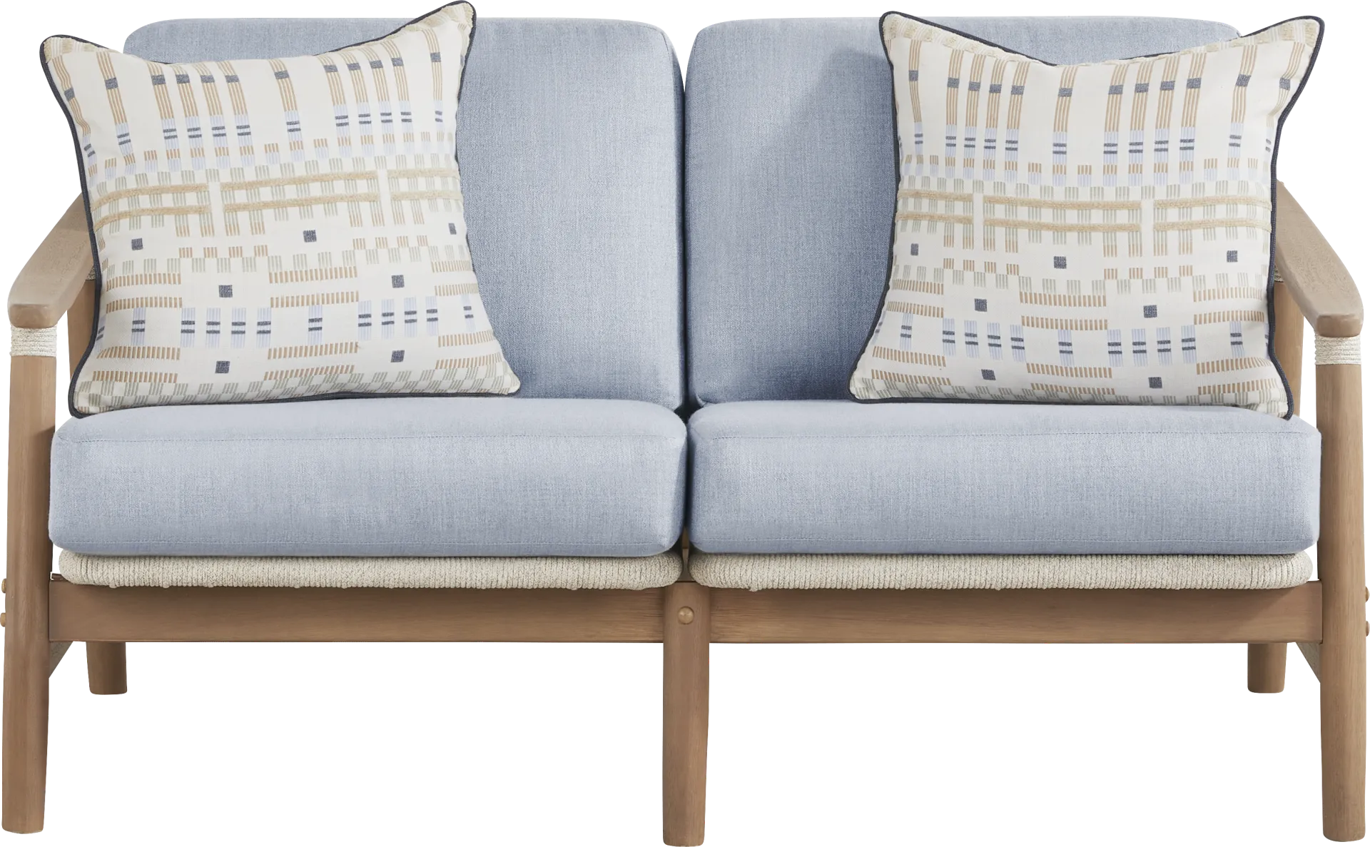 Raphina Gray Outdoor Loveseat with Rain Cushions - Image 1