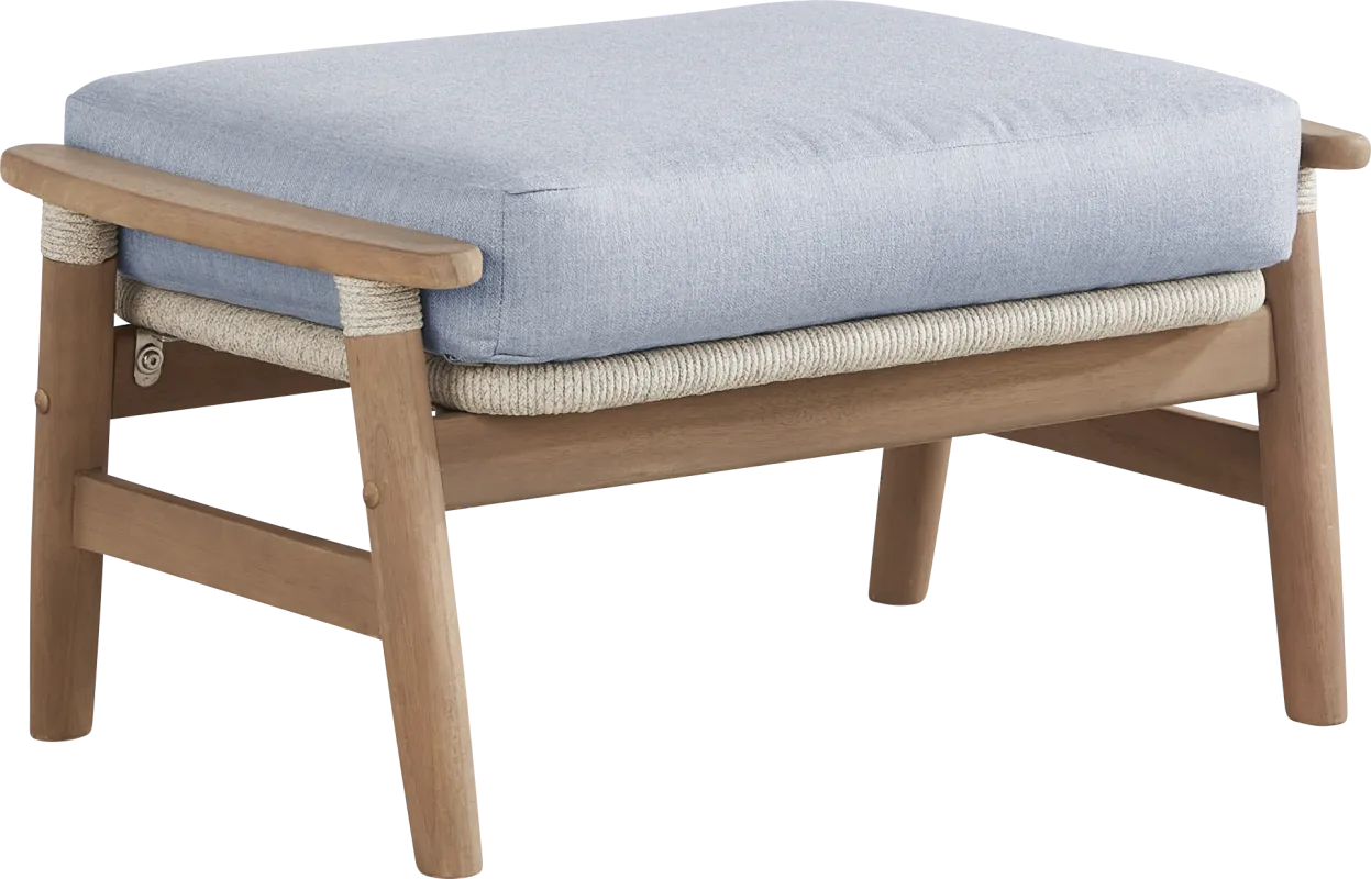 Raphina Gray Outdoor Ottoman with Rain Cushion