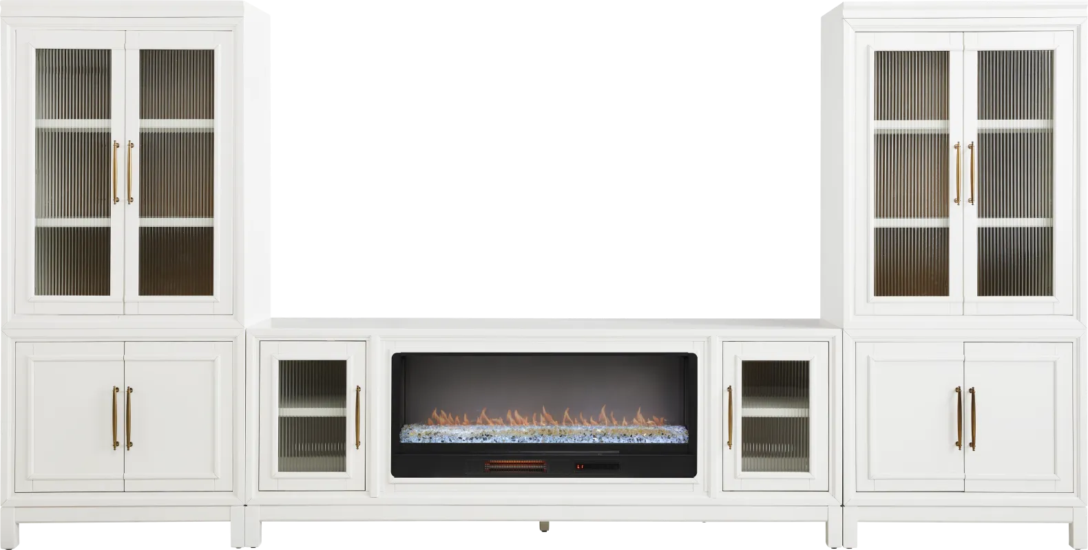 Albion White 4 Pc Wall Unit with 84 in. Console and Electric Fireplace