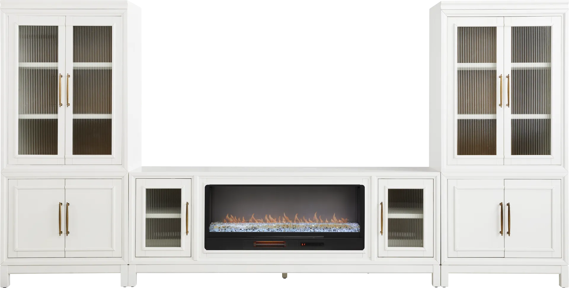 Albion White 4 Pc Wall Unit with 84 in. Console and Electric Fireplace - Image 1