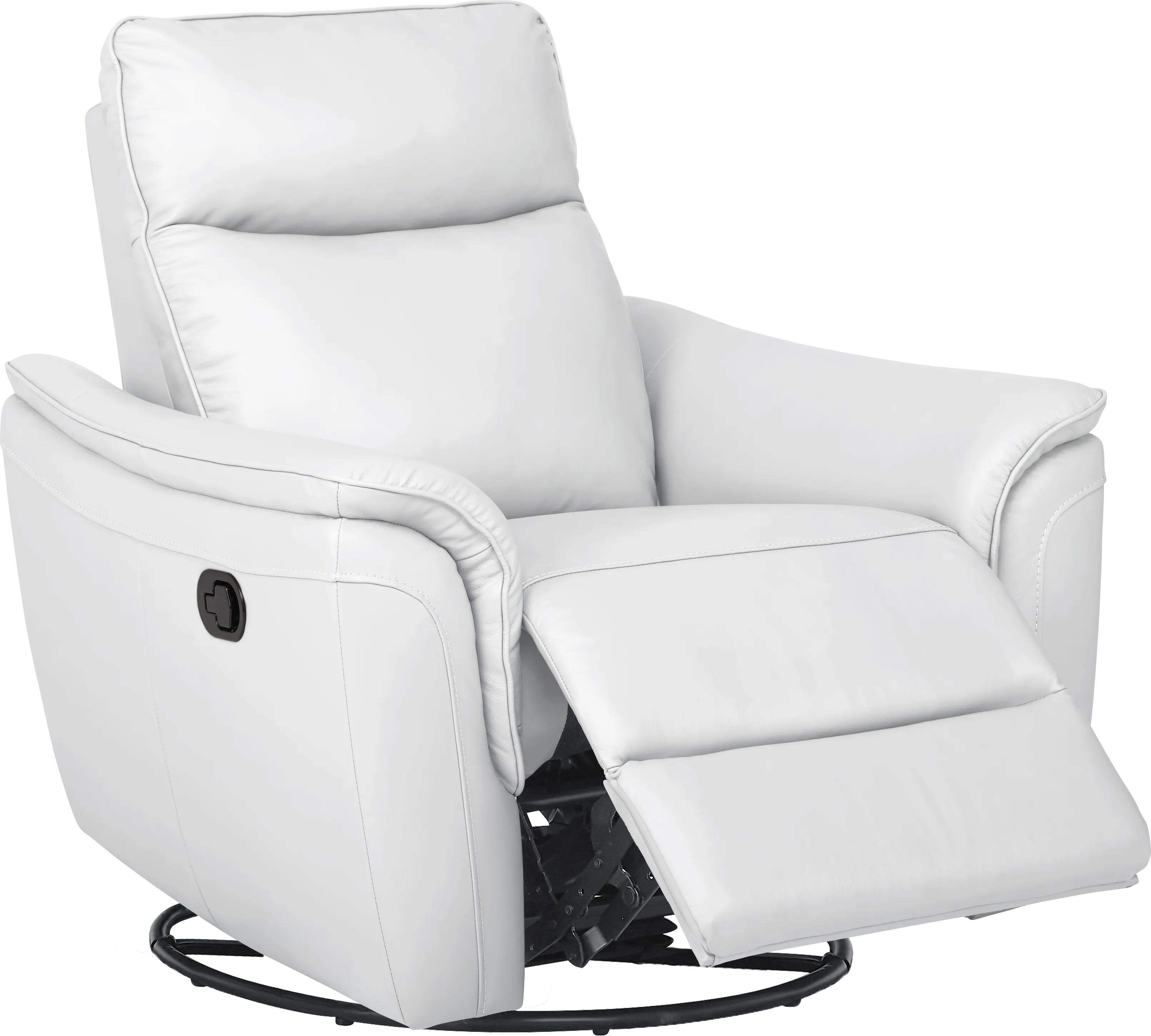 Cavani White Leather Swivel Glider Recliner - Thumbnail - Image 1