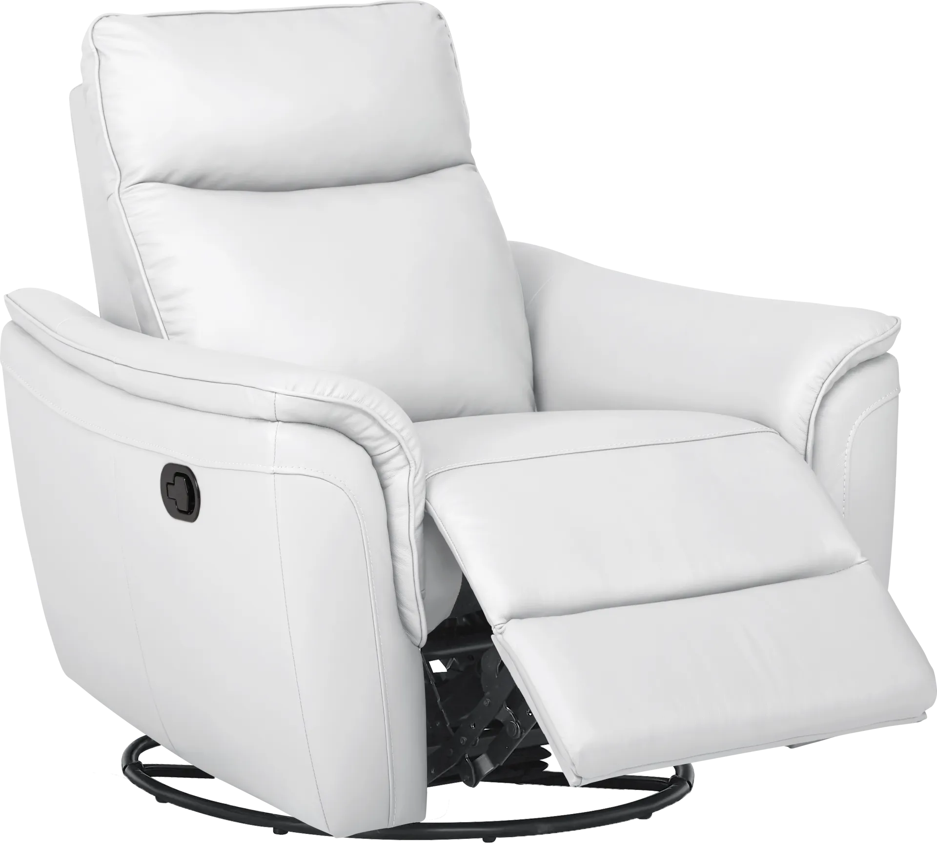 Cavani White Leather Swivel Glider Recliner - Image 1