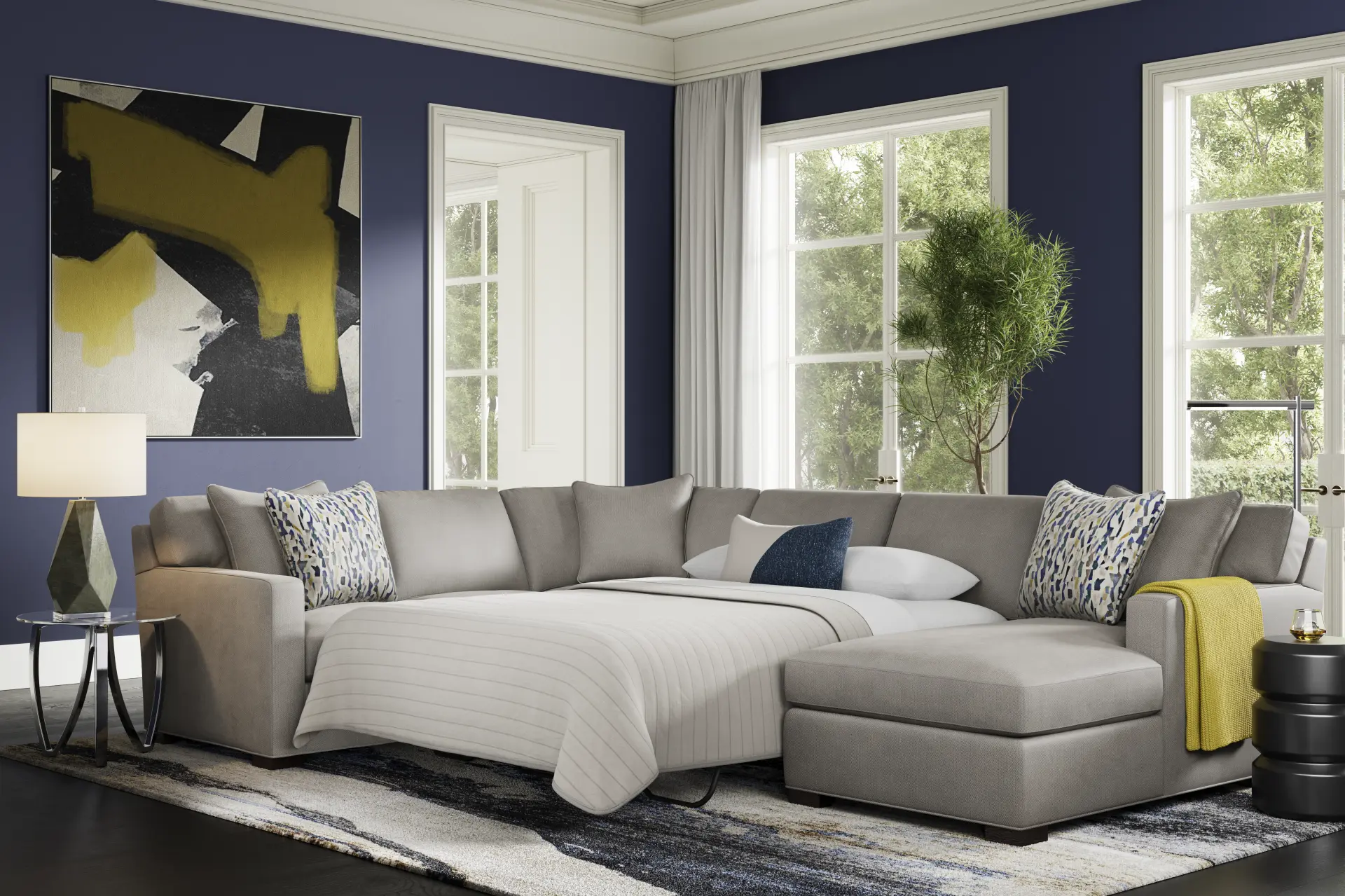 Harmonie Steel 3 Pc Gel Foam Sleeper Sectional