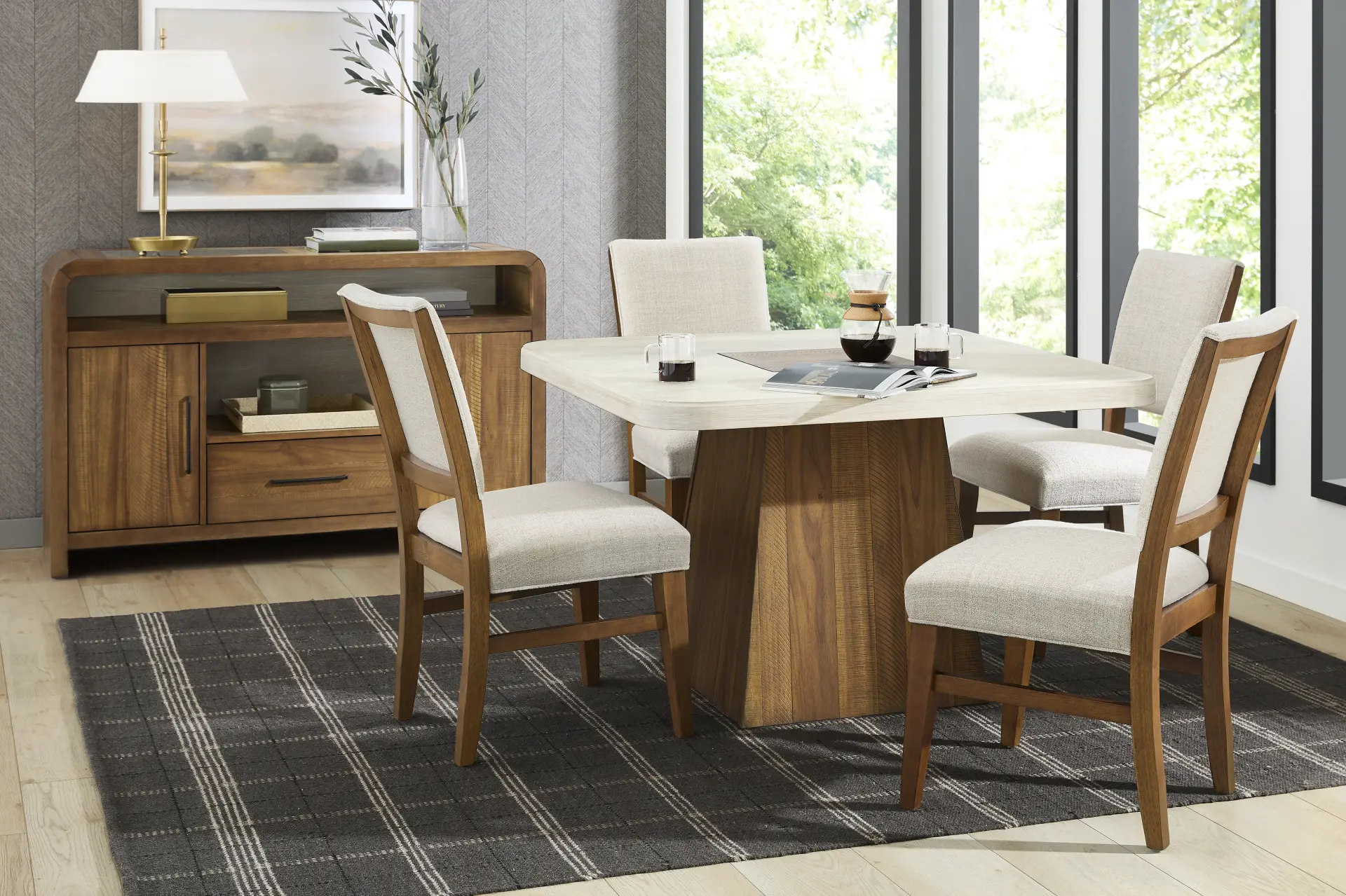 Westham Cream 5 Pc Square Dining Room with Upholstered Chairs