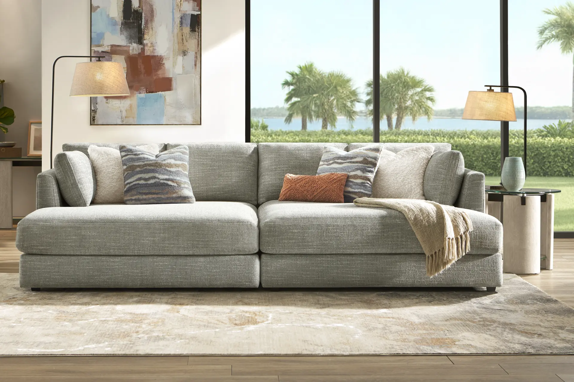 Sadie Falls Dove Gray 2 Pc Sectional