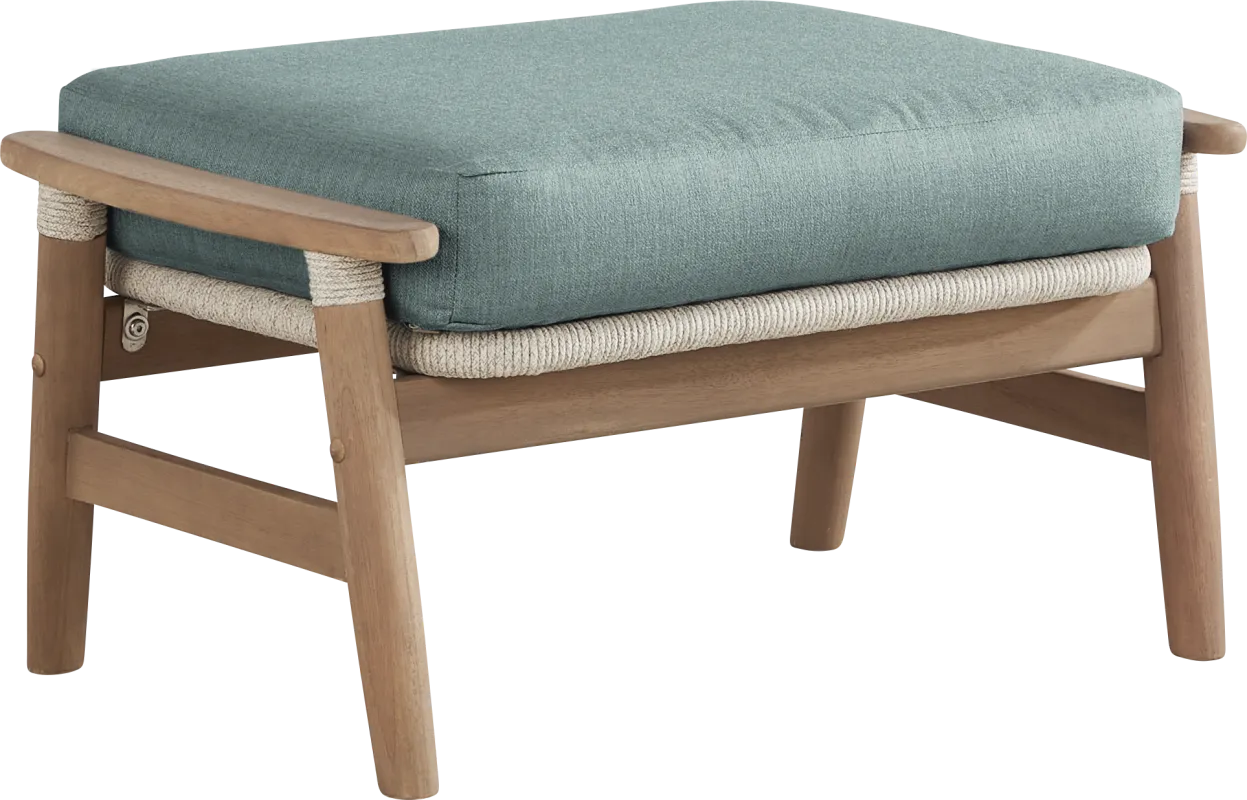 Raphina Gray Outdoor Ottoman with Jungle Cushion