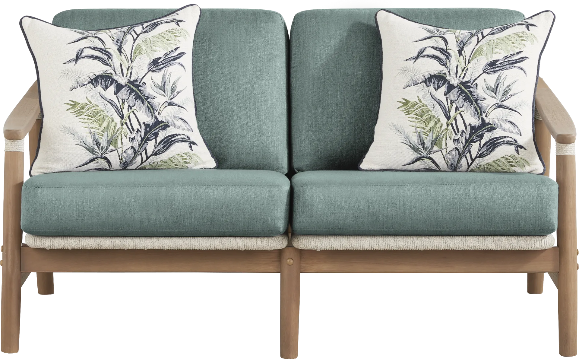 Raphina Gray Outdoor Loveseat with Jungle Cushions - Image 2