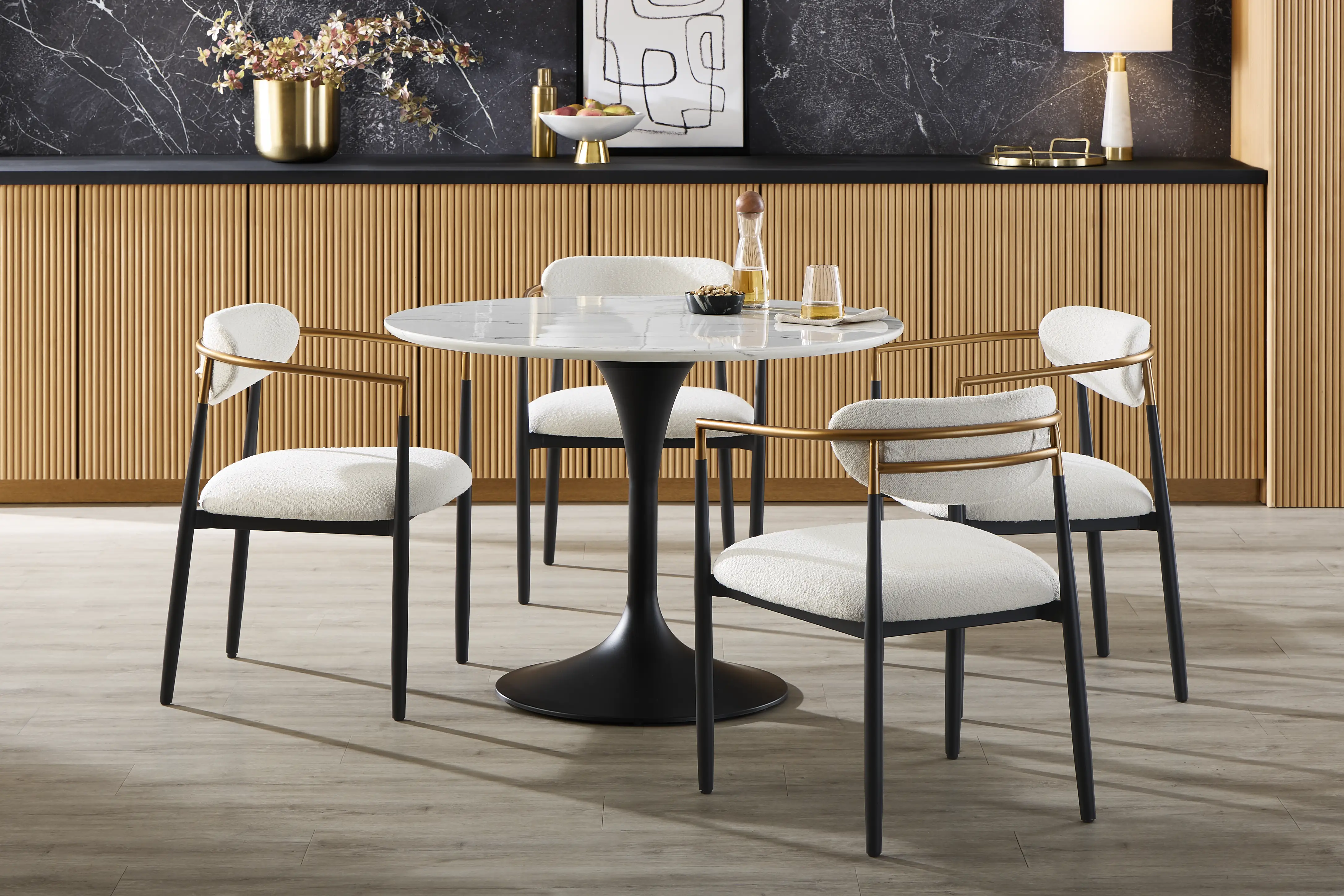 Eris White and Black Round Dining Table - Thumbnail - Image 2