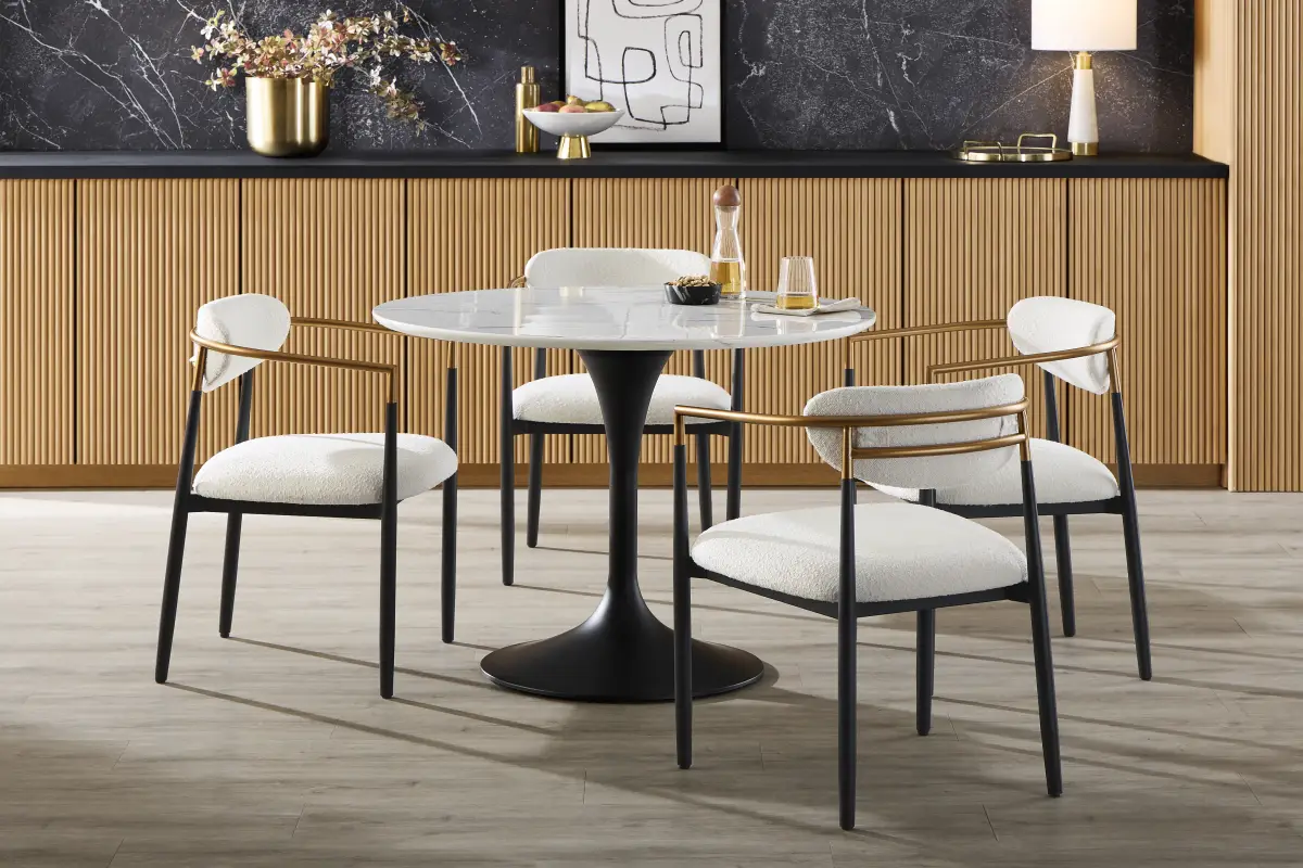 Eris White and Black 5 Pc Dining Room