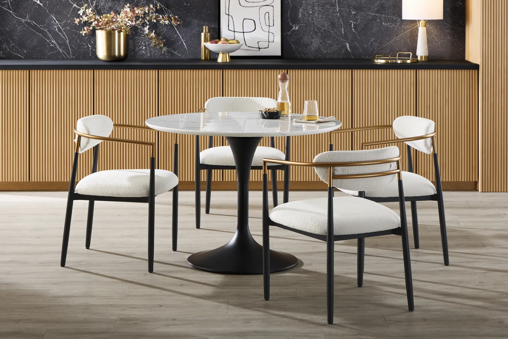 Eris White and Black Round Dining Table - Image 2
