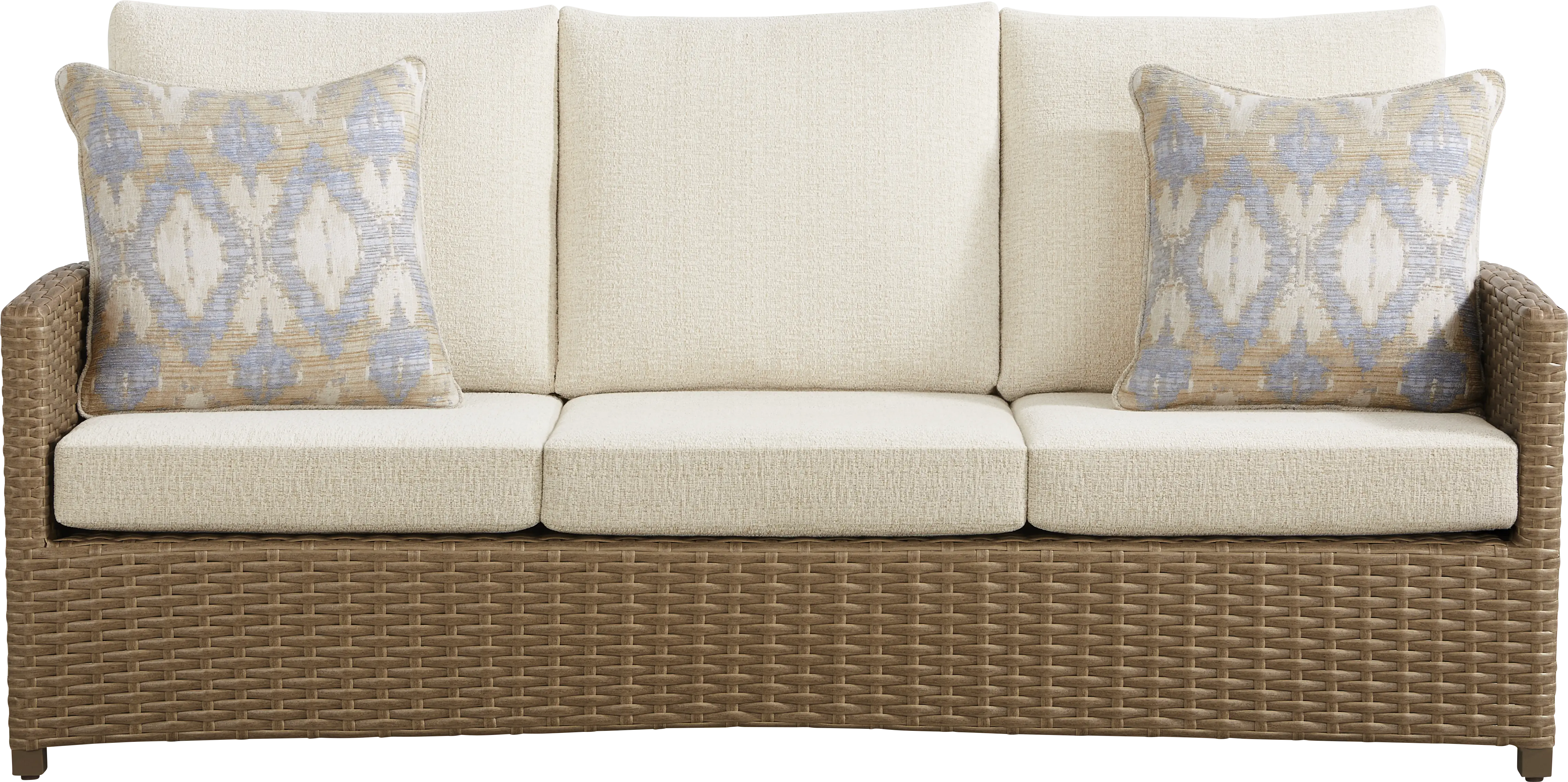 Paloma Brown Outdoor Sofa with Beige Cushions - Thumbnail - Image 1
