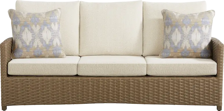 Paloma Brown Outdoor Sofa with Beige Cushions