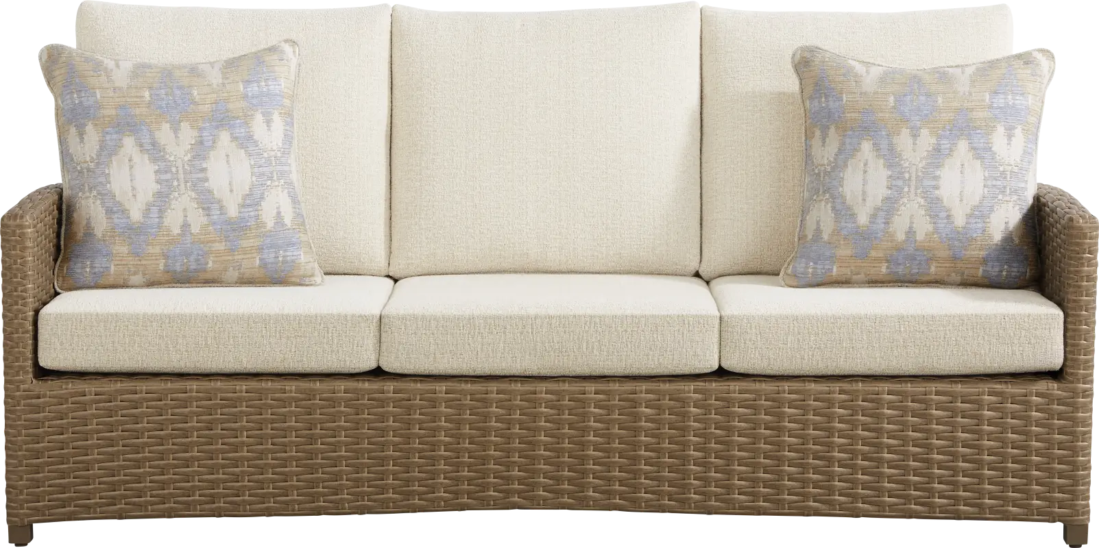 Paloma Brown Outdoor Sofa with Beige Cushions