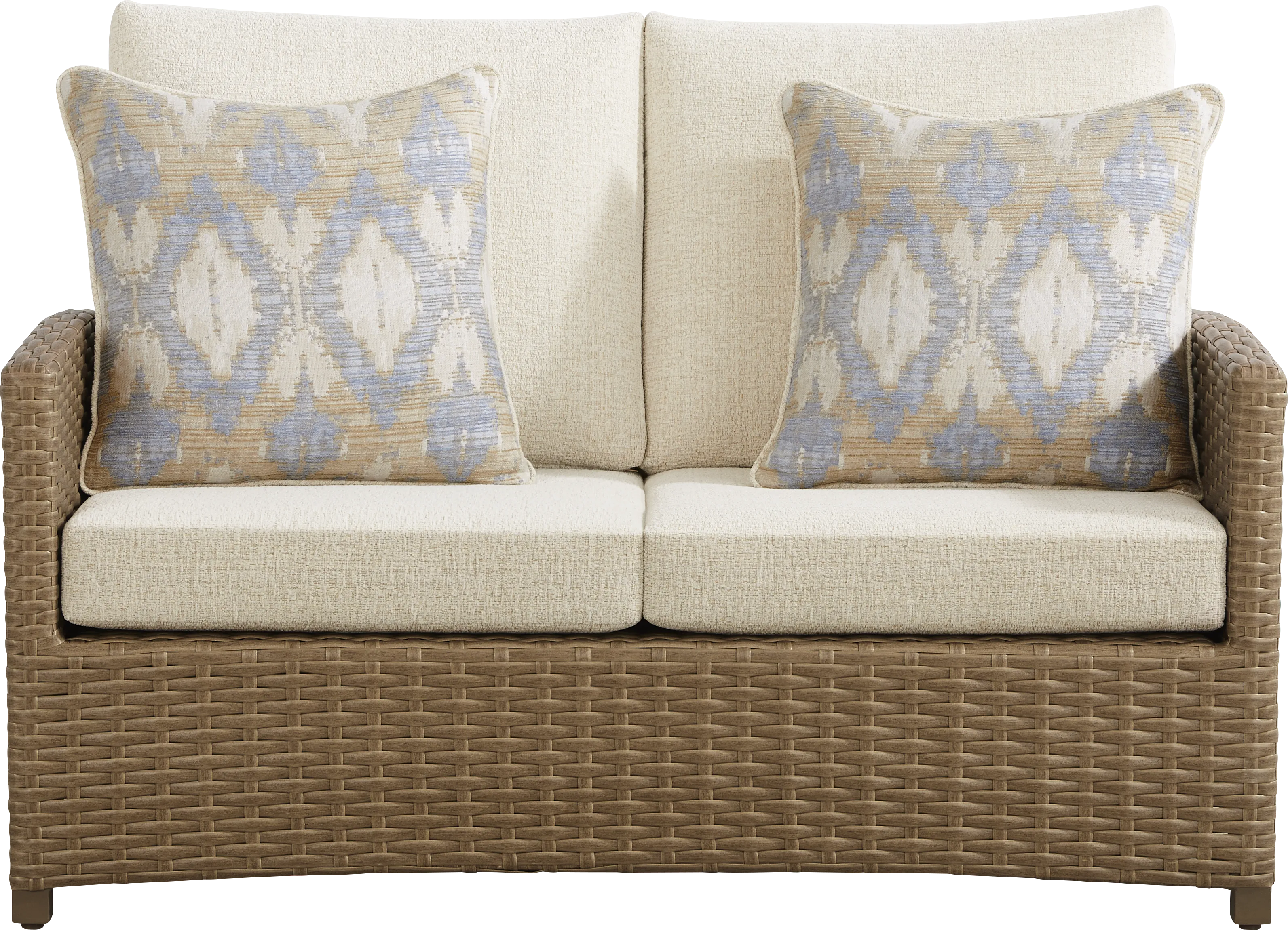 Paloma Brown 4 Pc Outdoor Loveseat Seating set with Beige Cushions - Thumbnail - Image 2