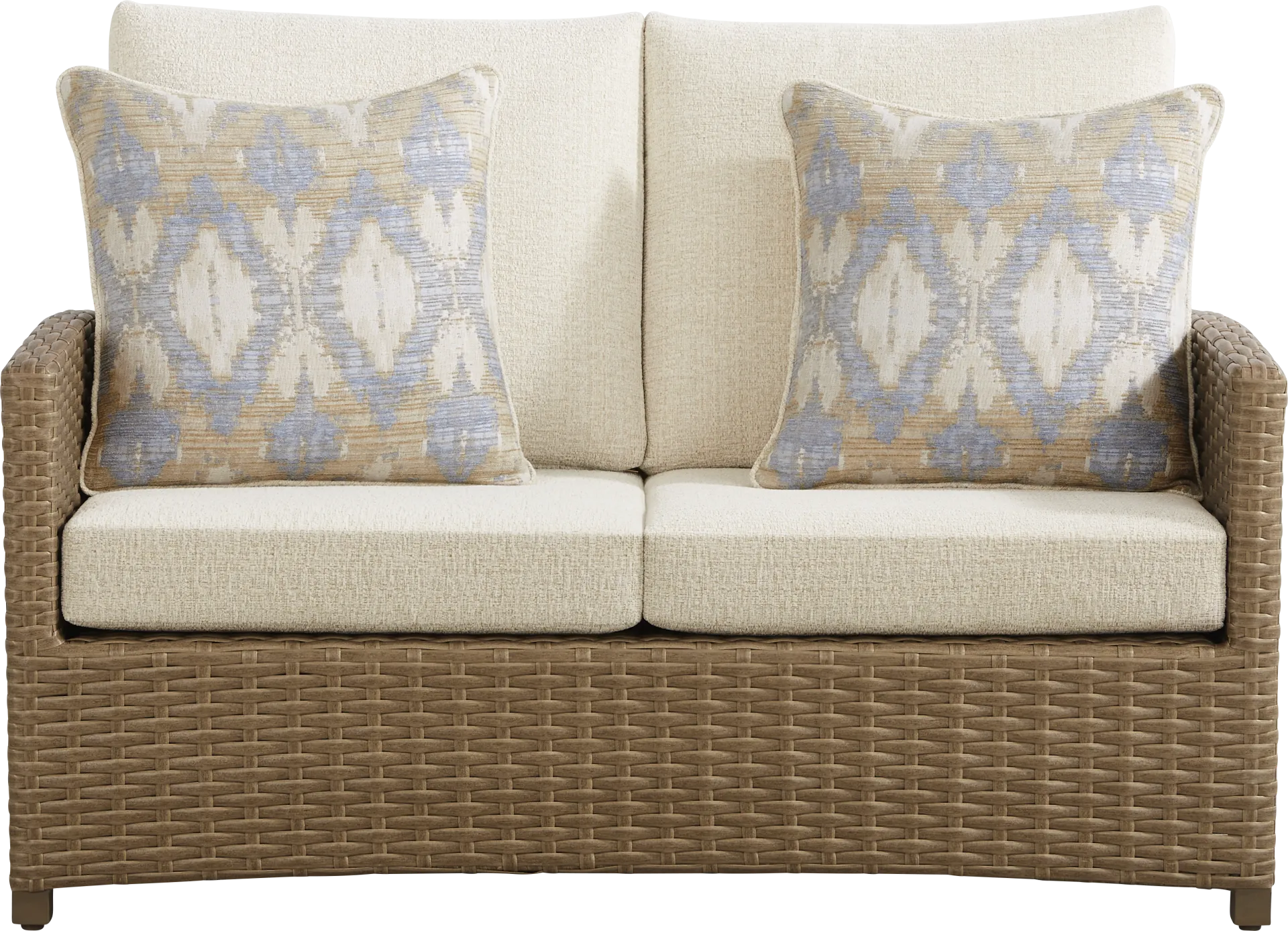 Paloma Brown 4 Pc Outdoor Loveseat Seating set with Beige Cushions - Image 2