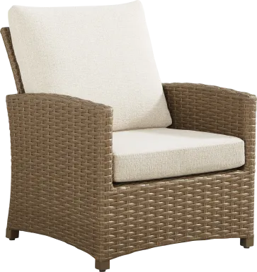 Paloma Brown Outdoor Club Chair with Beige Cushions