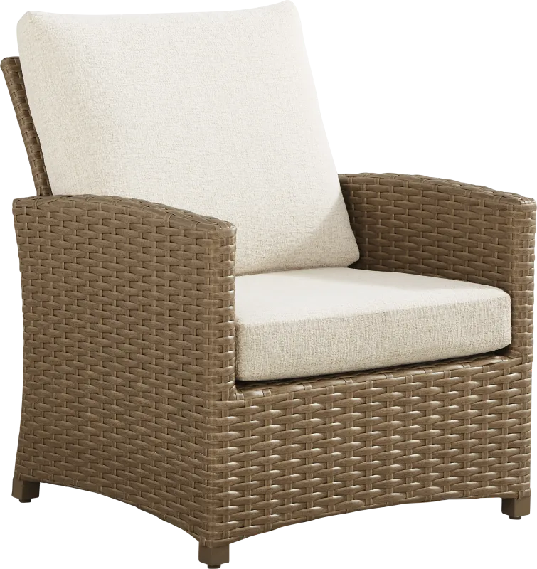 Paloma Brown Outdoor Club Chair with Beige Cushions