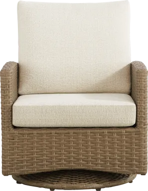 Paloma Brown Outdoor Swivel Chair with Beige Cushions