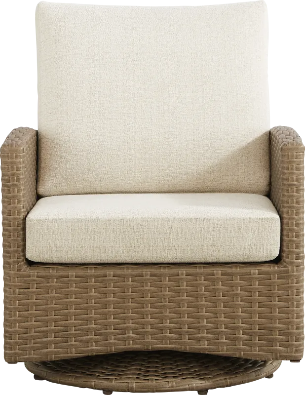 Paloma Brown Outdoor Swivel Chair with Beige Cushions