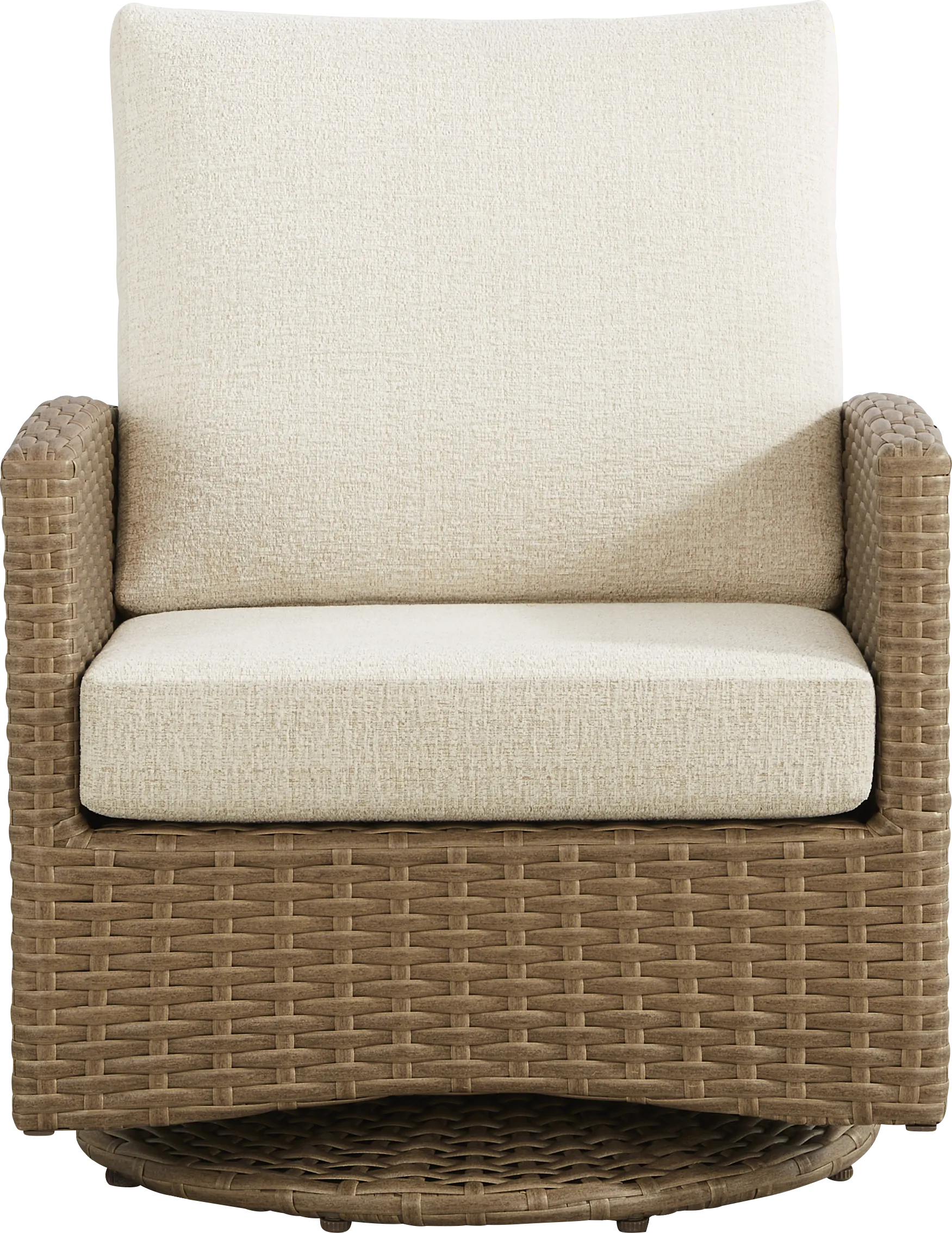 Paloma Brown Outdoor Swivel Chair with Beige Cushions - Image 1