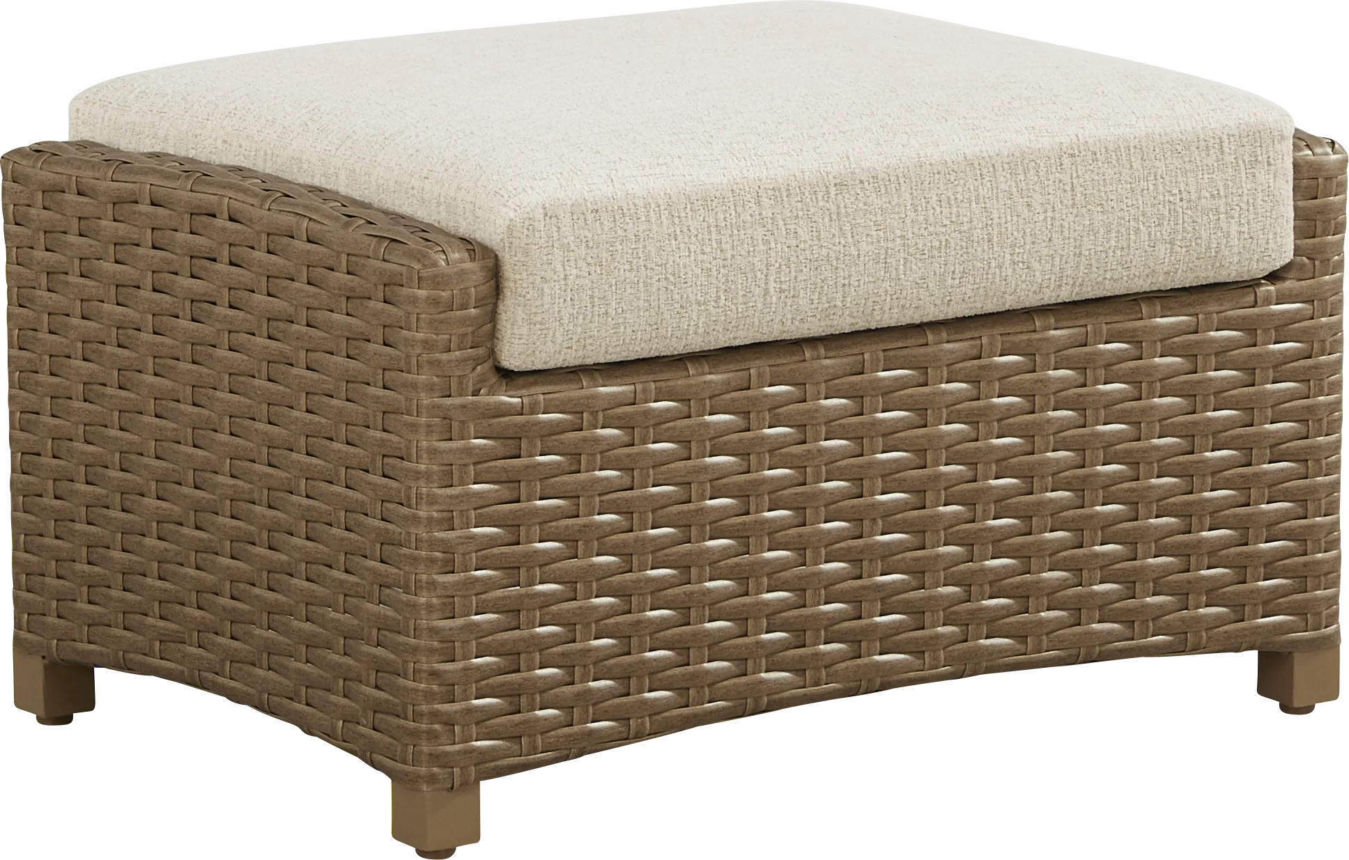 Paloma Brown Outdoor Ottoman with Beige Cushion - Thumbnail - Image 1