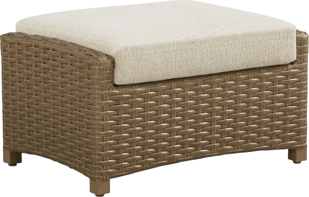 Paloma Brown Outdoor Ottoman with Beige Cushion