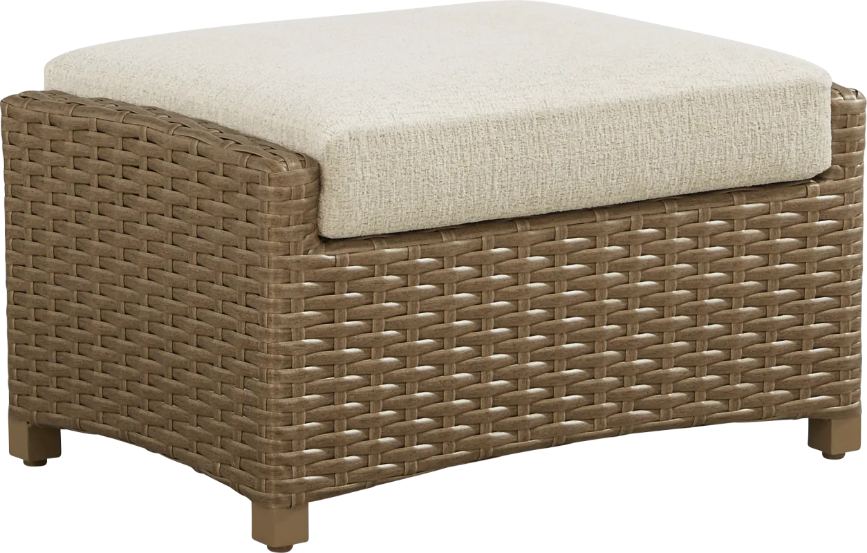 Paloma Brown Outdoor Ottoman with Beige Cushion