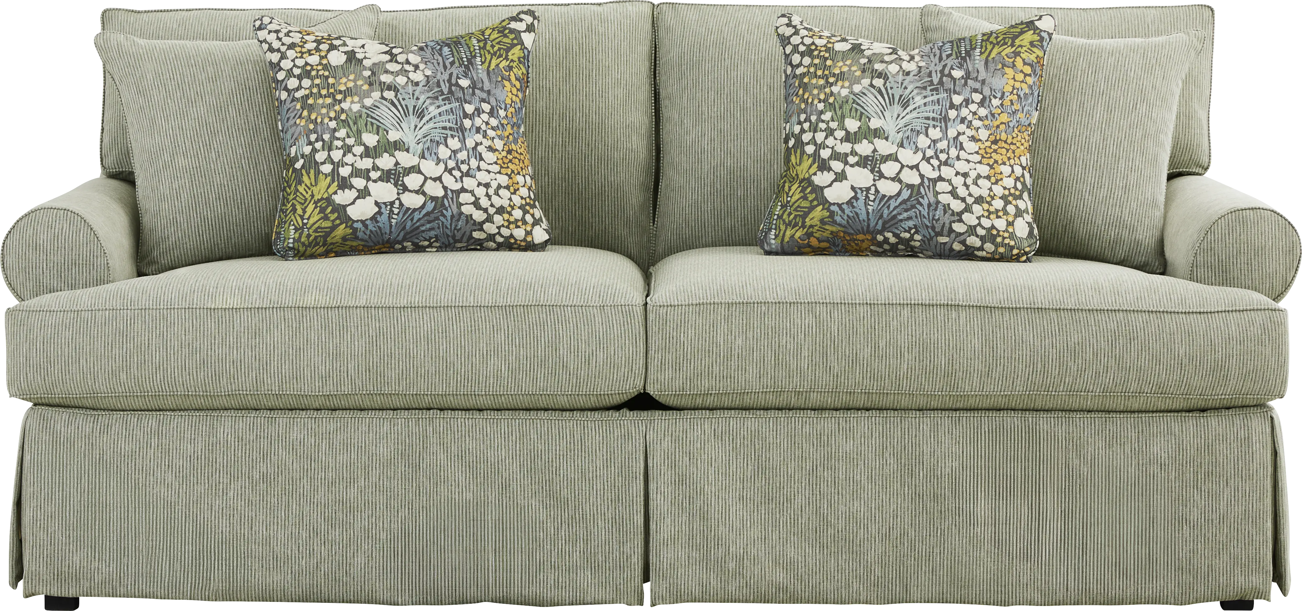 Beachside Walk Green Slipcover 7 Pc Living Room with Gel Foam Sleeper Sofa - Thumbnail - Image 2