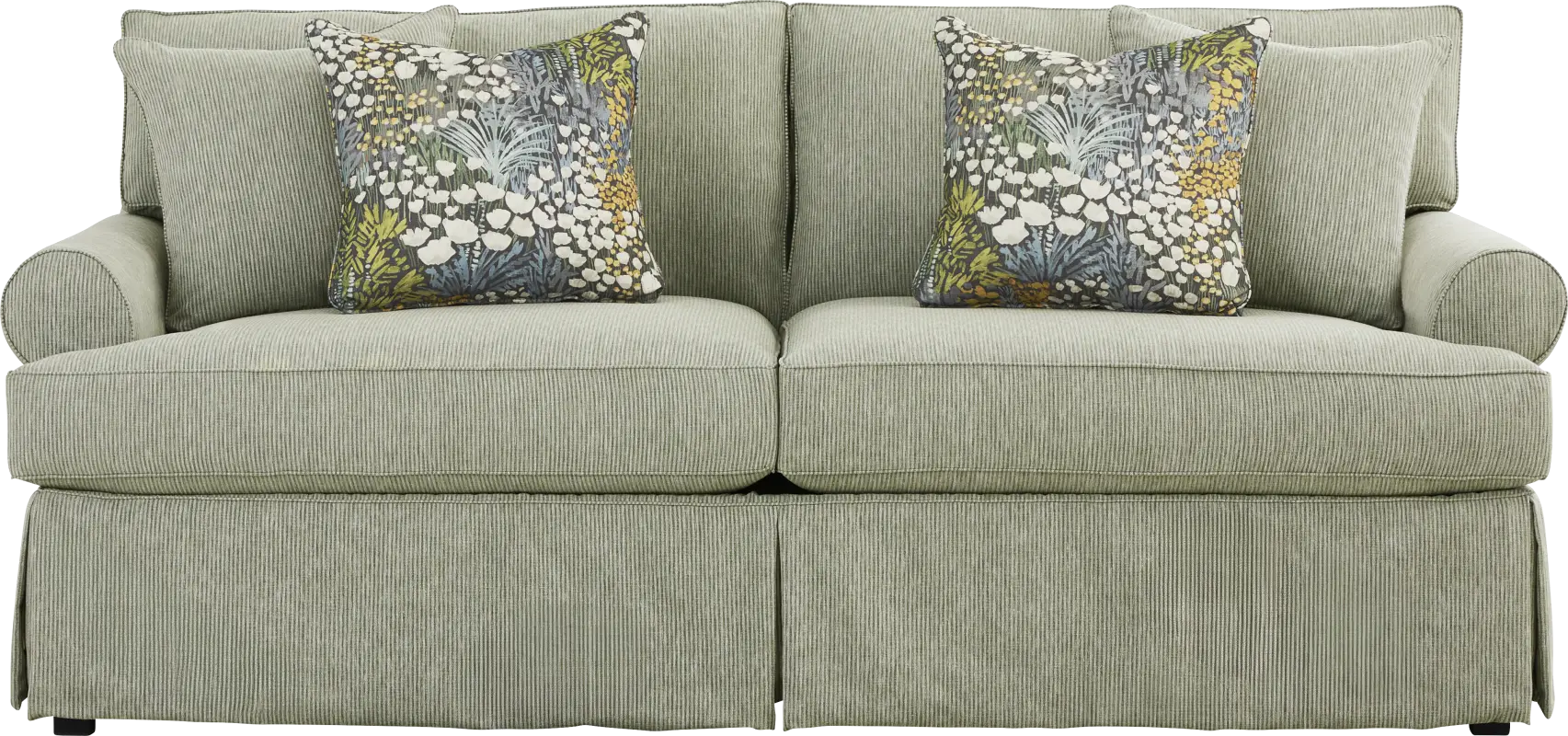 Beachside Walk Green Slipcover Sofa