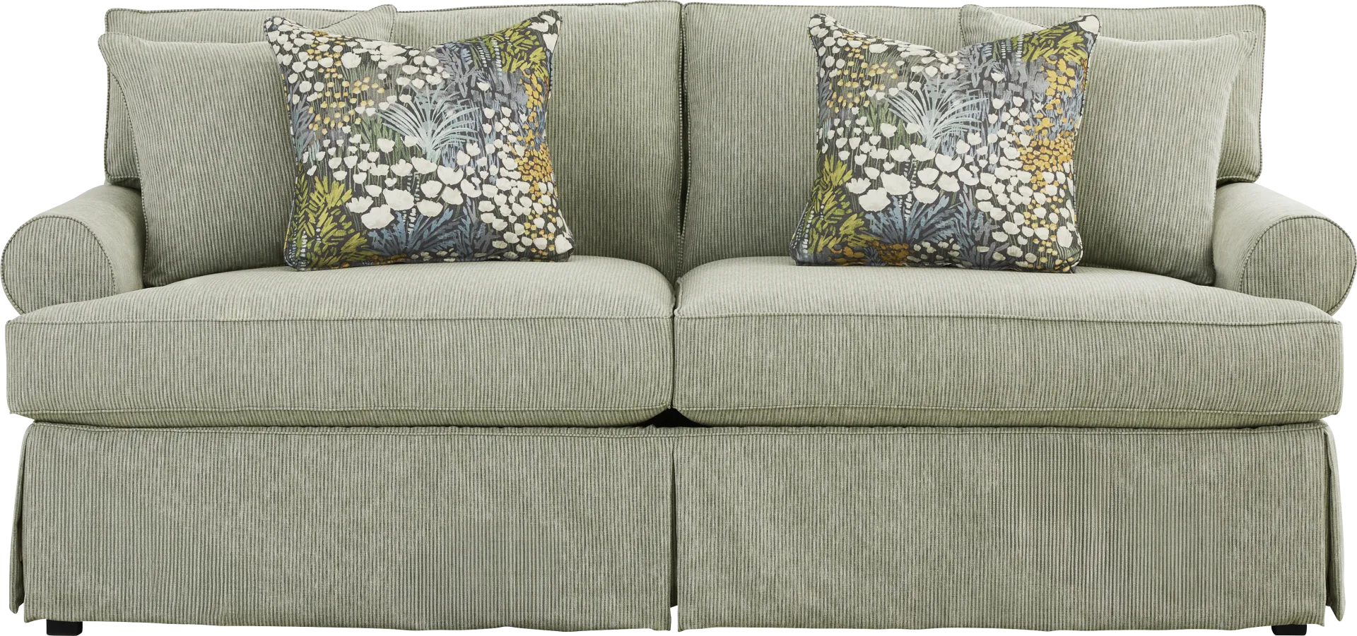 Beachside Walk Green Slipcover 7 Pc Living Room with Gel Foam Sleeper Sofa - Image 2