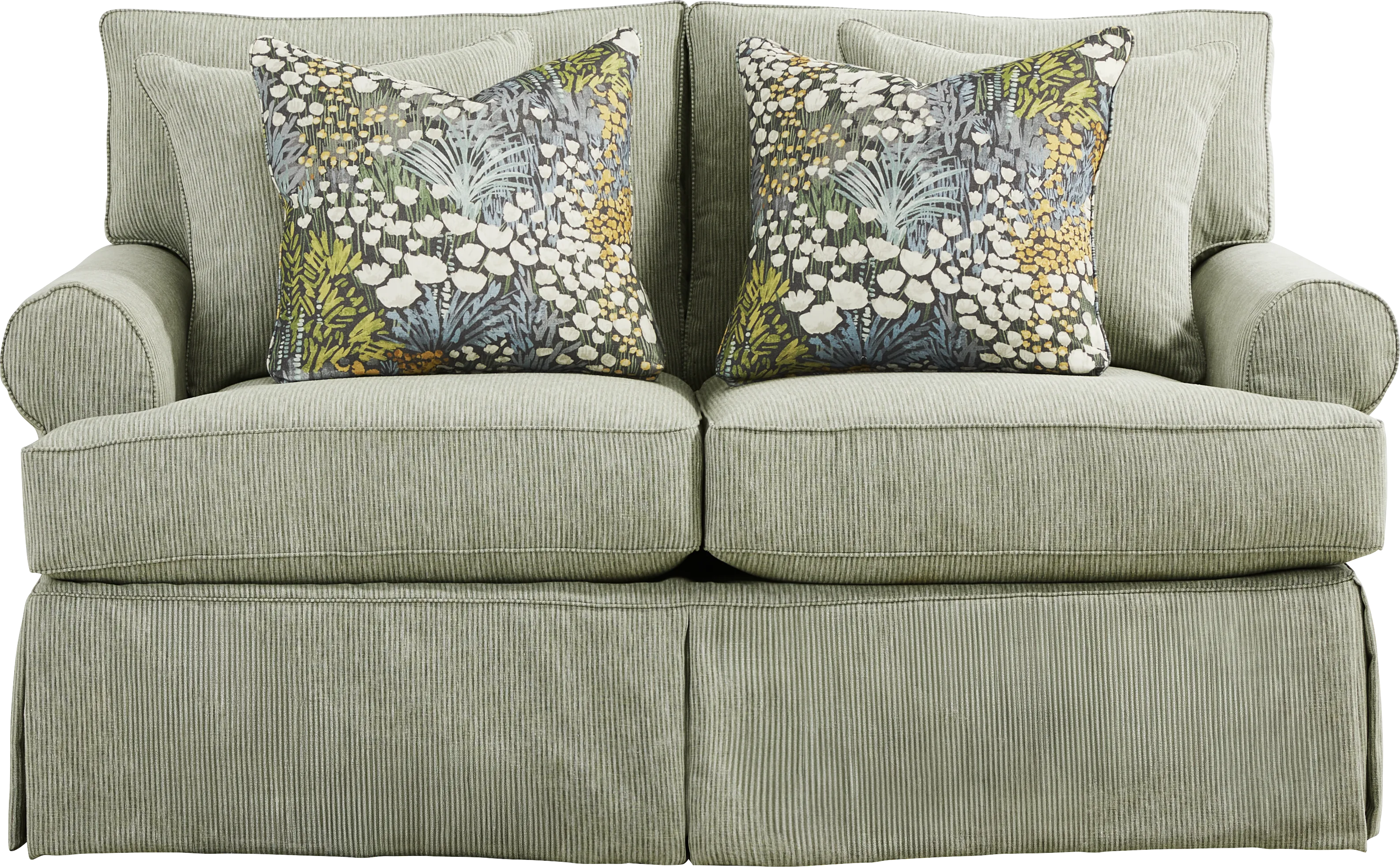 Beachside Walk Green Slipcover 7 Pc Living Room with Gel Foam Sleeper Sofa - Thumbnail - Image 9