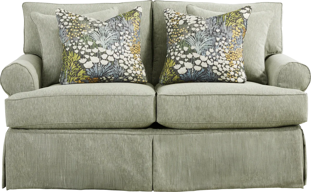 Beachside Walk Green Slipcover Loveseat