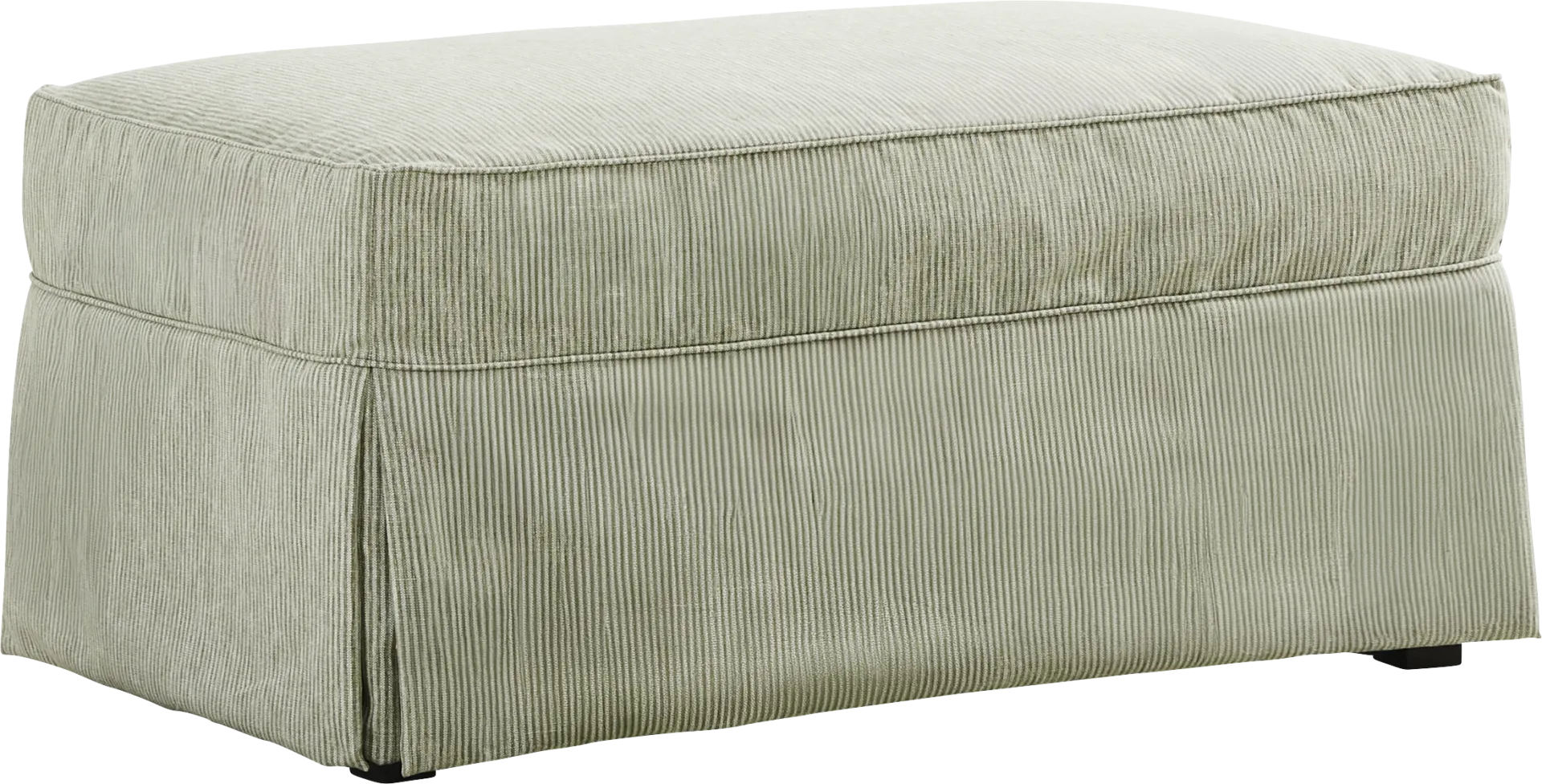 Beachside Walk Green Slipcover Ottoman - Image 1