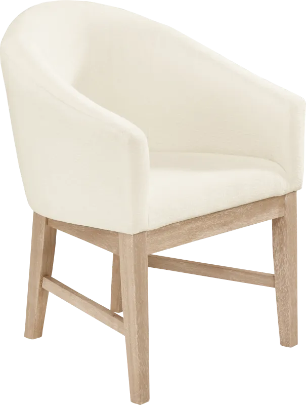 Kendall White Arm Chair with Natural Legs